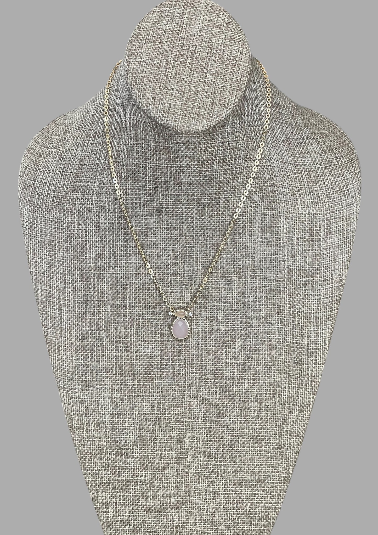 The Chic Pink Set: Matte pink opals with a gold charm holder clasp & a gold filled chain w a pink crystal and CZ charm OOAK