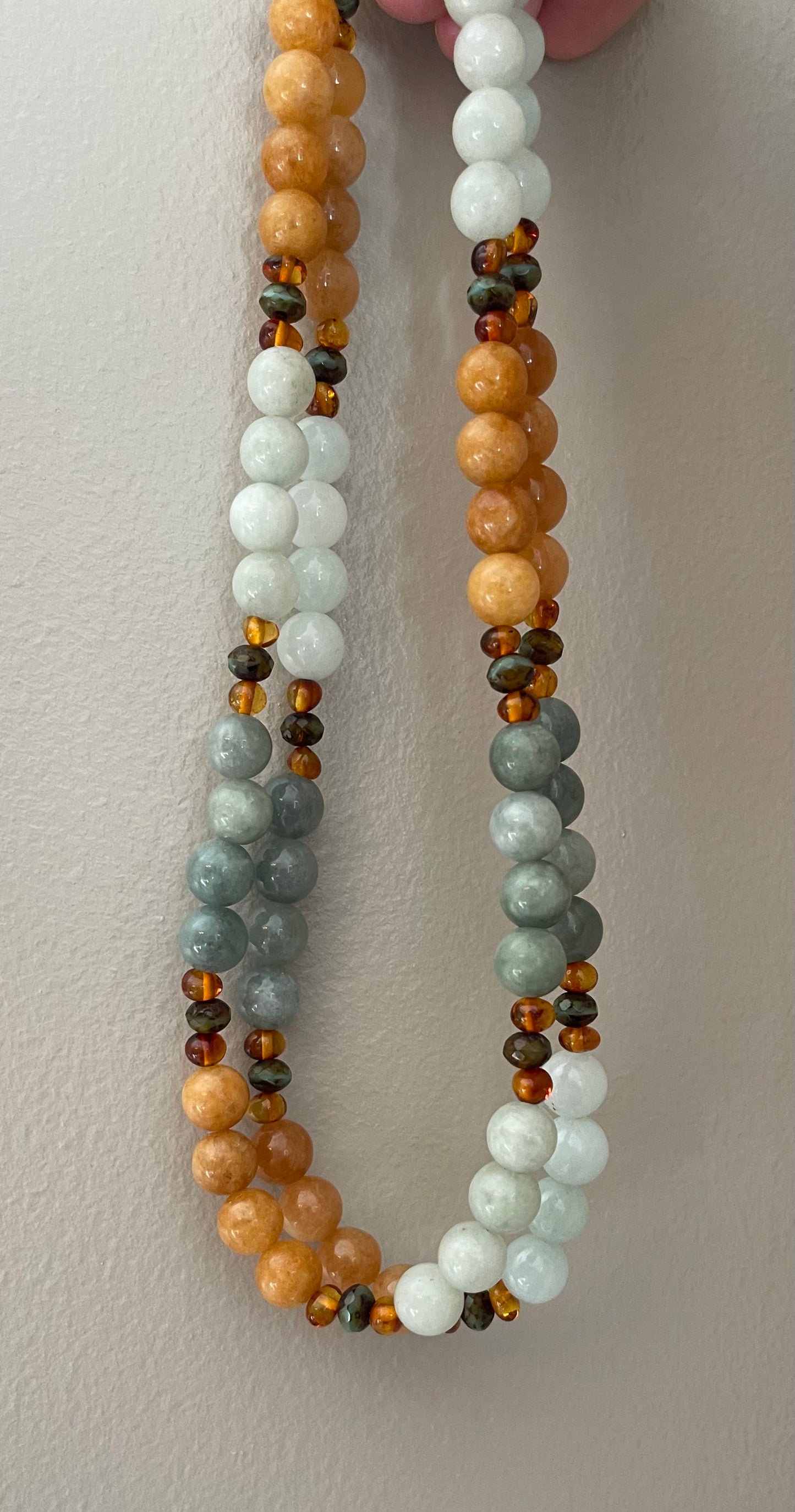The Seraphina Necklace: Jade, Baltic Amber, and Czech glass