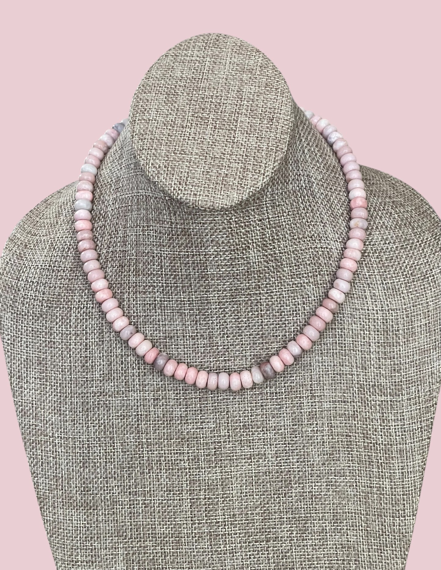 The Chic Pink Set: Matte pink opals with a gold charm holder clasp & a gold filled chain w a pink crystal and CZ charm OOAK