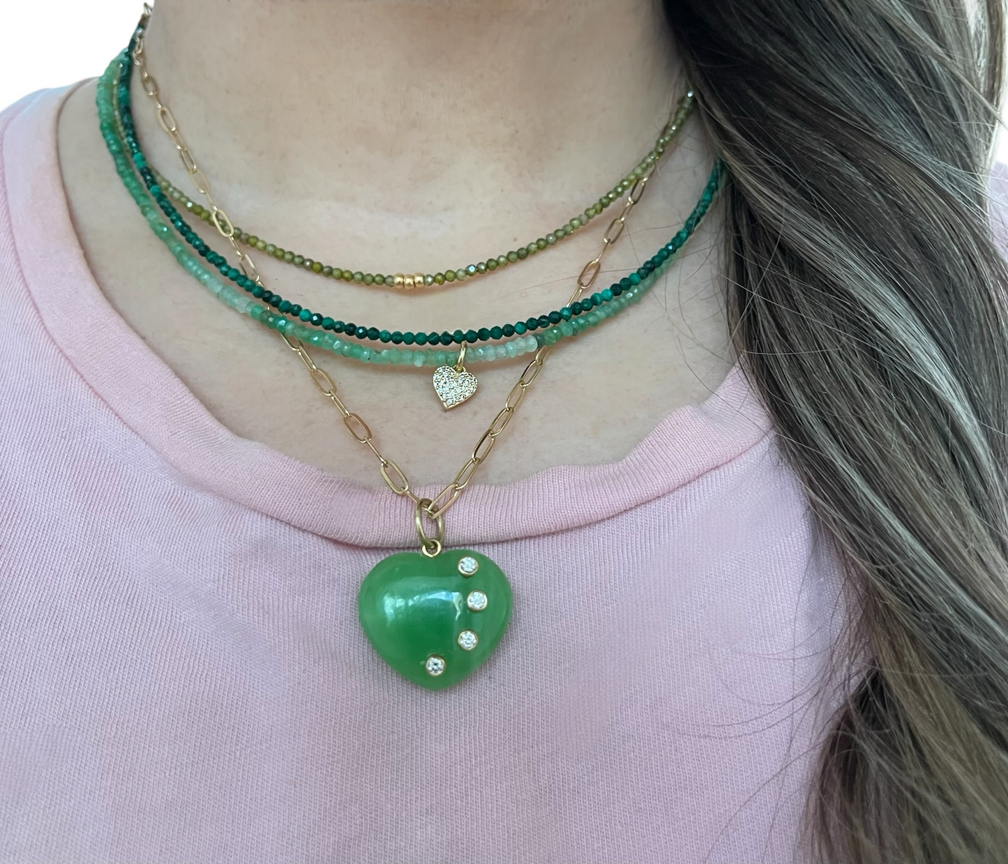 Green Zircon Skinnie: Olive Green Zircon beads with Gold or Silver accents
