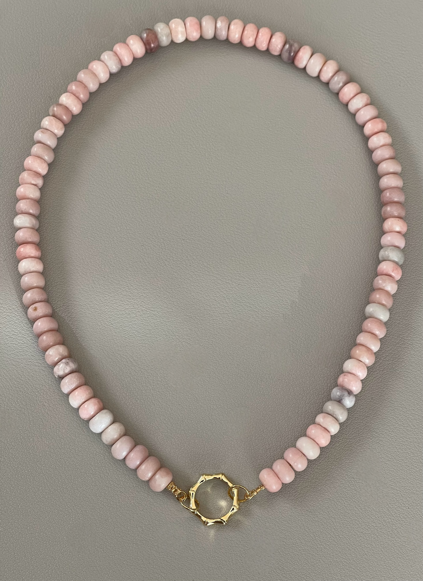 The Chic Pink Set: Matte pink opals with a gold charm holder clasp & a gold filled chain w a pink crystal and CZ charm OOAK