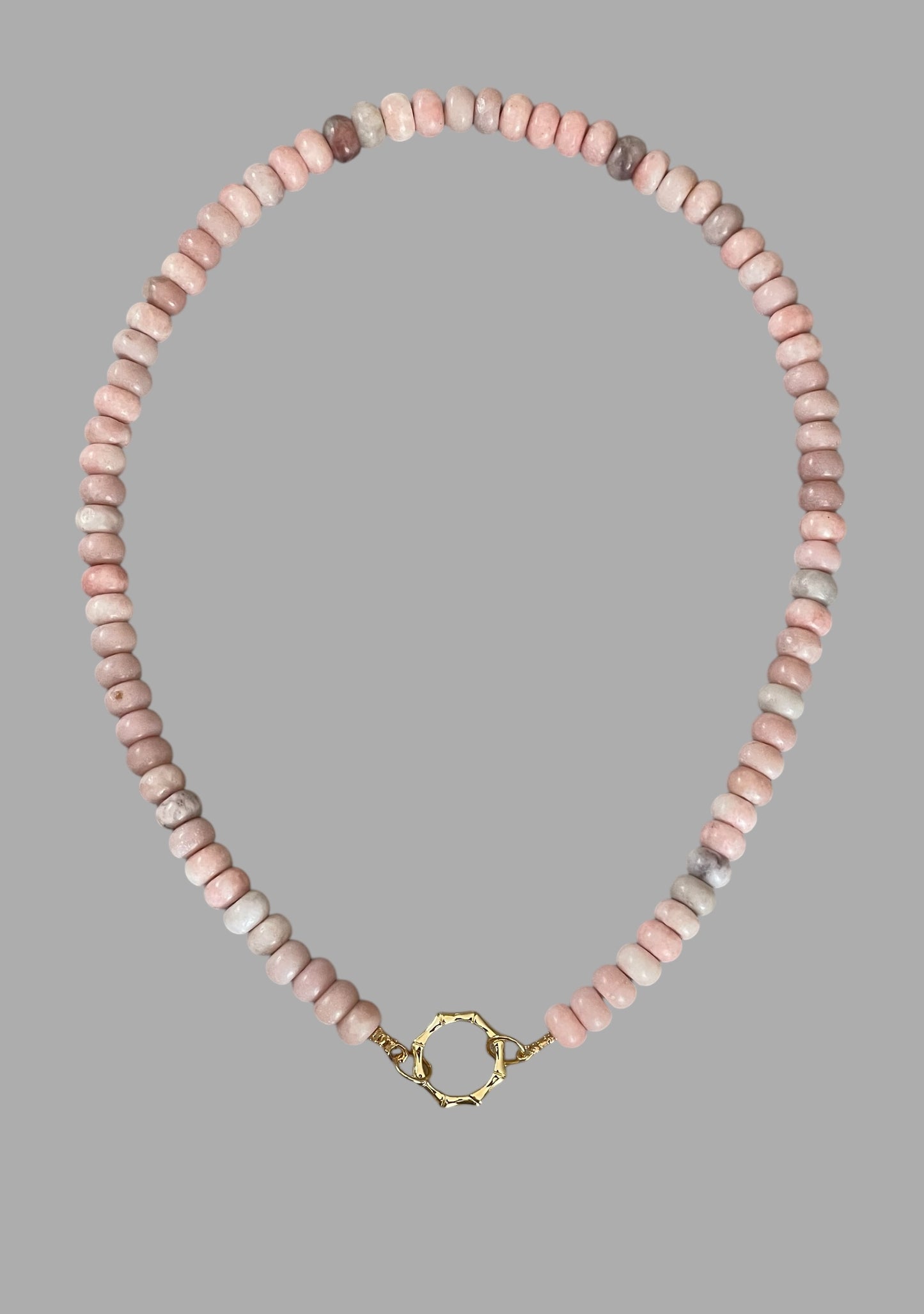 The Chic Pink Set: Matte pink opals with a gold charm holder clasp & a gold filled chain w a pink crystal and CZ charm OOAK