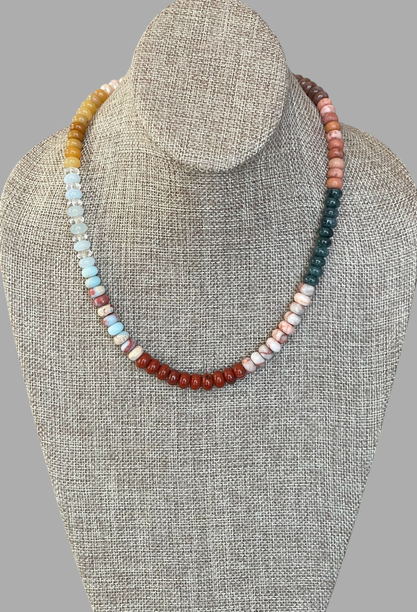 Earth & Sky Necklace: A blend of natural stones with a gold removable heart charm