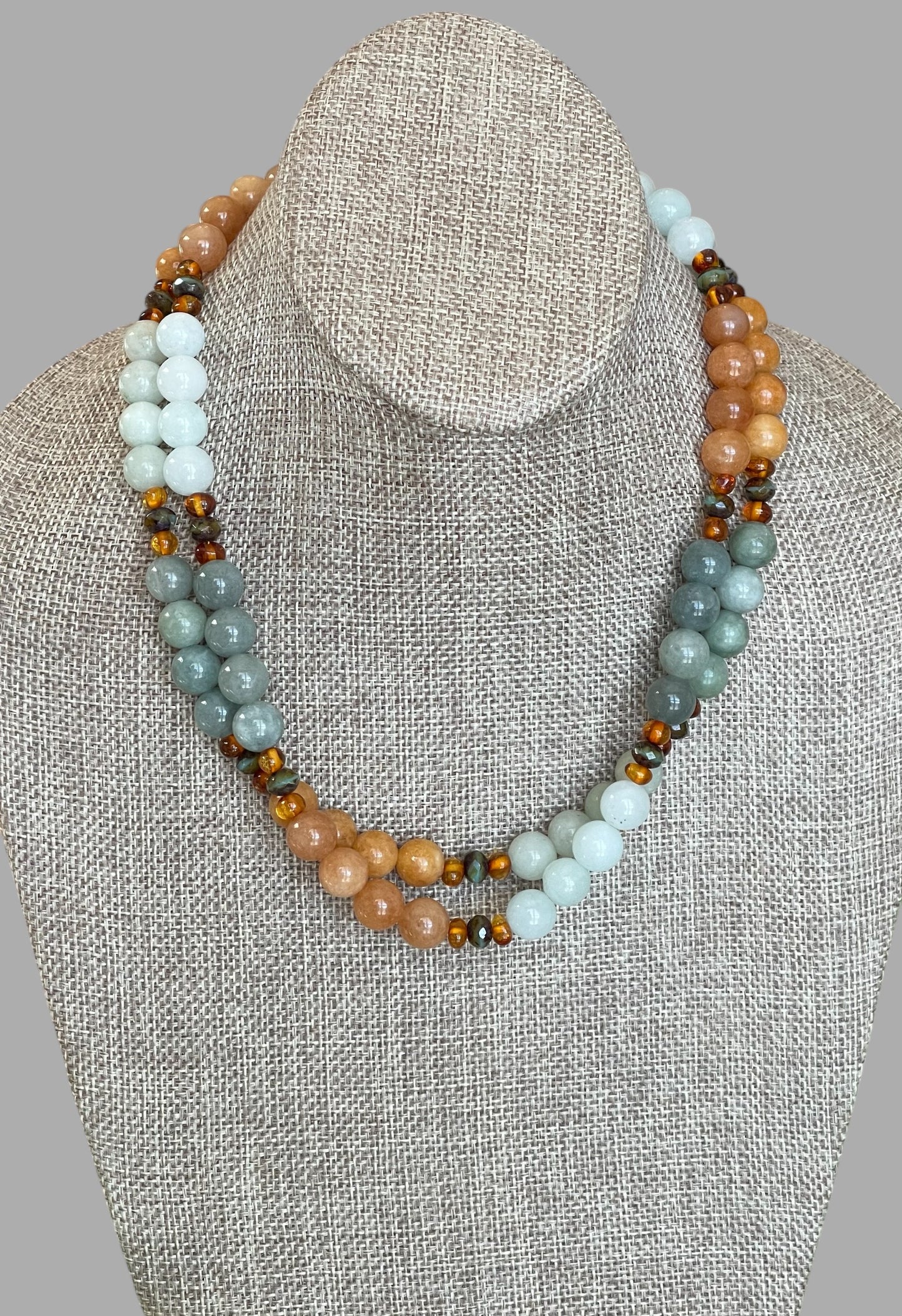 The Seraphina Necklace: Jade, Baltic Amber, and Czech glass