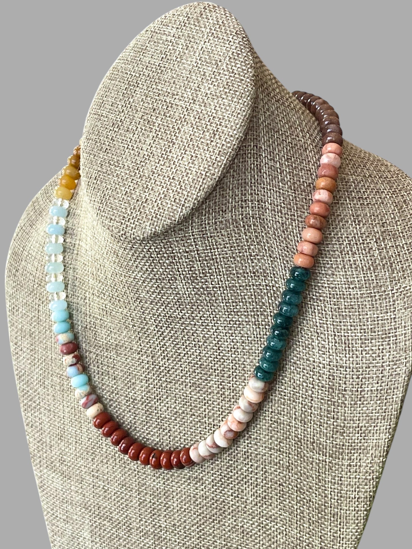 Earth & Sky Necklace: A blend of natural stones with a gold removable heart charm