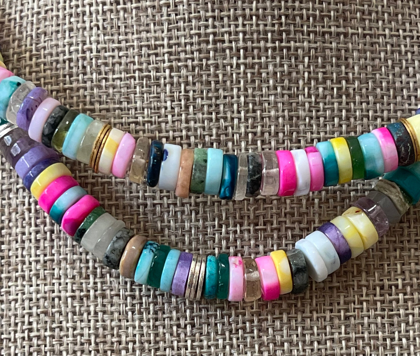 Confetti Coast Necklace: Multi Mixed Gemstones in beautiful bright tones One with Gold accents & One with Silver