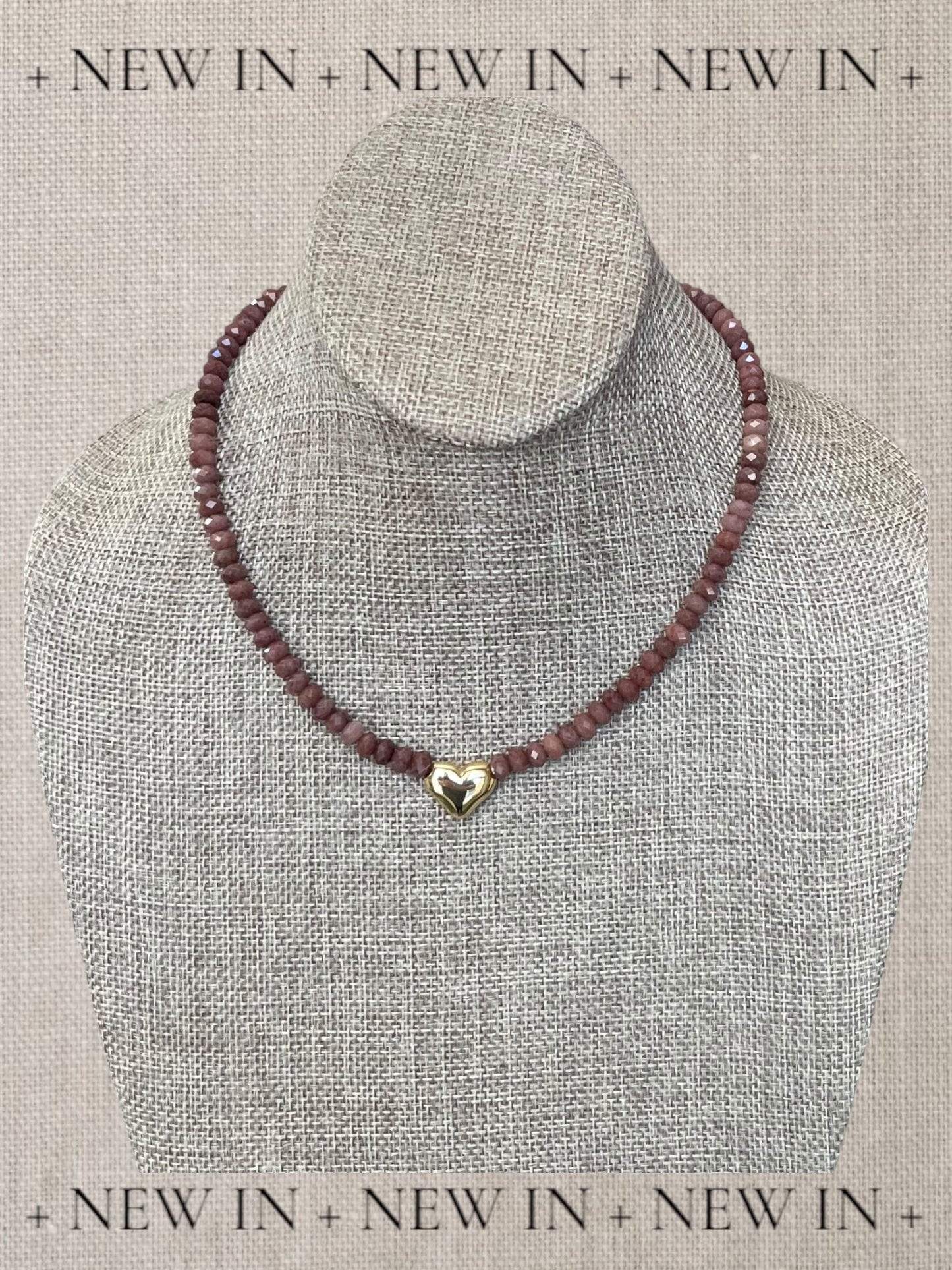 The Emberly Necklace: Micro-faceted Purple Aventurine Gold Heart Centerpiece