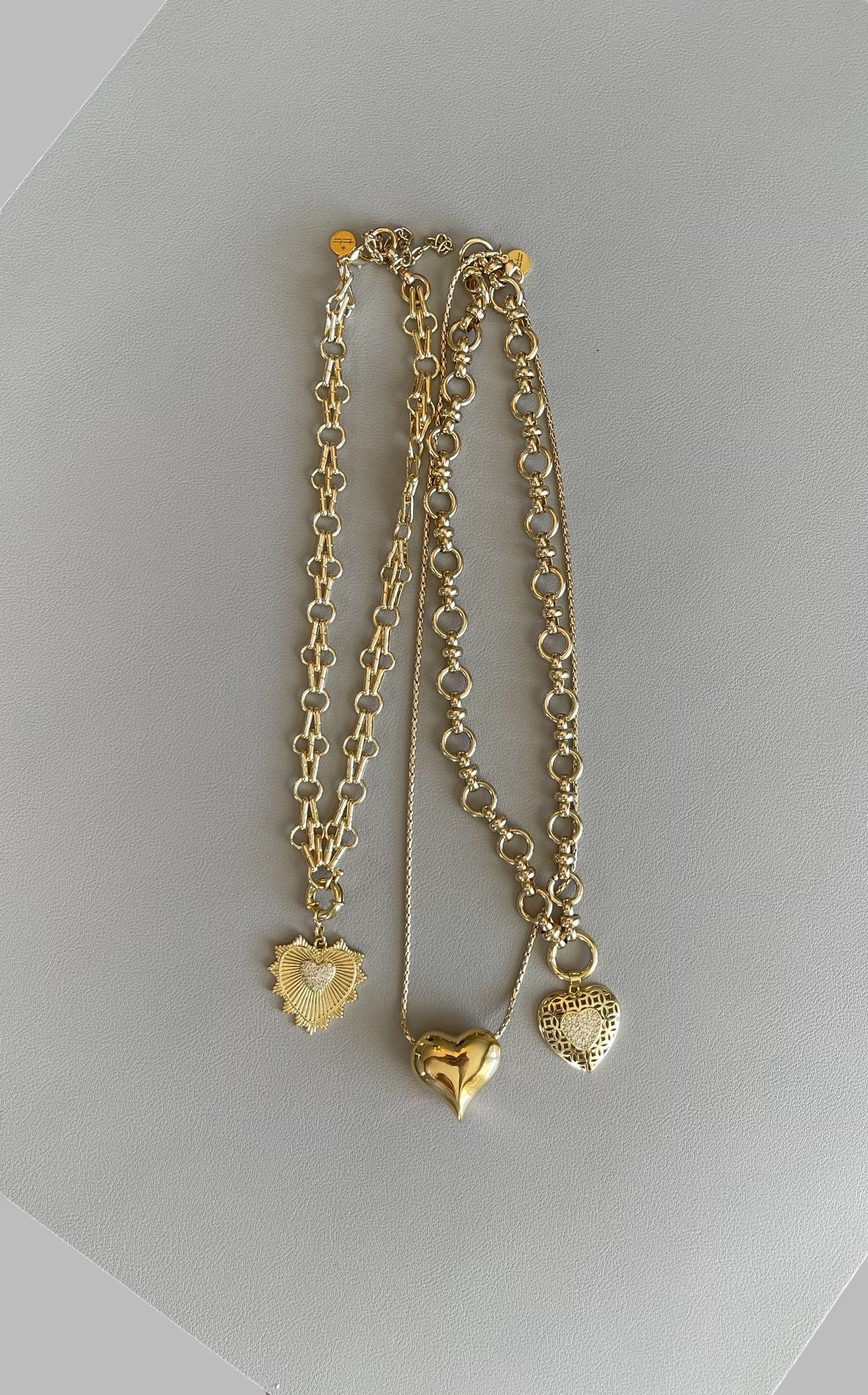 Heart of the Matter Necklace: Tarnish Resistant 18k Gold plated double link chain with removable heart pendant OOAK