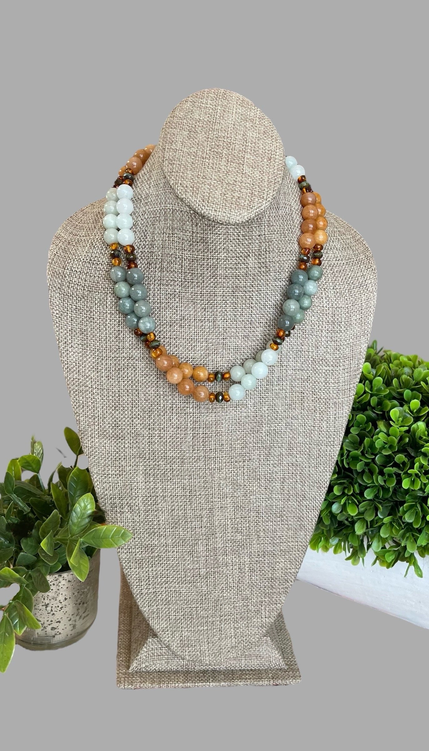 The Seraphina Necklace: Jade, Baltic Amber, and Czech glass