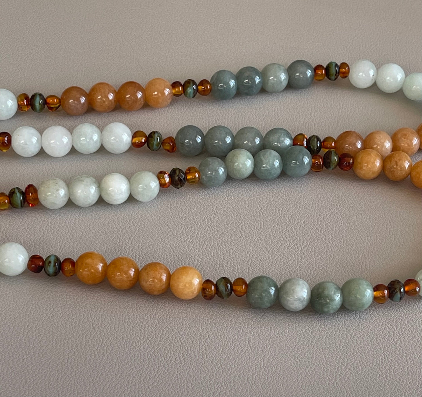 The Seraphina Necklace: Jade, Baltic Amber, and Czech glass