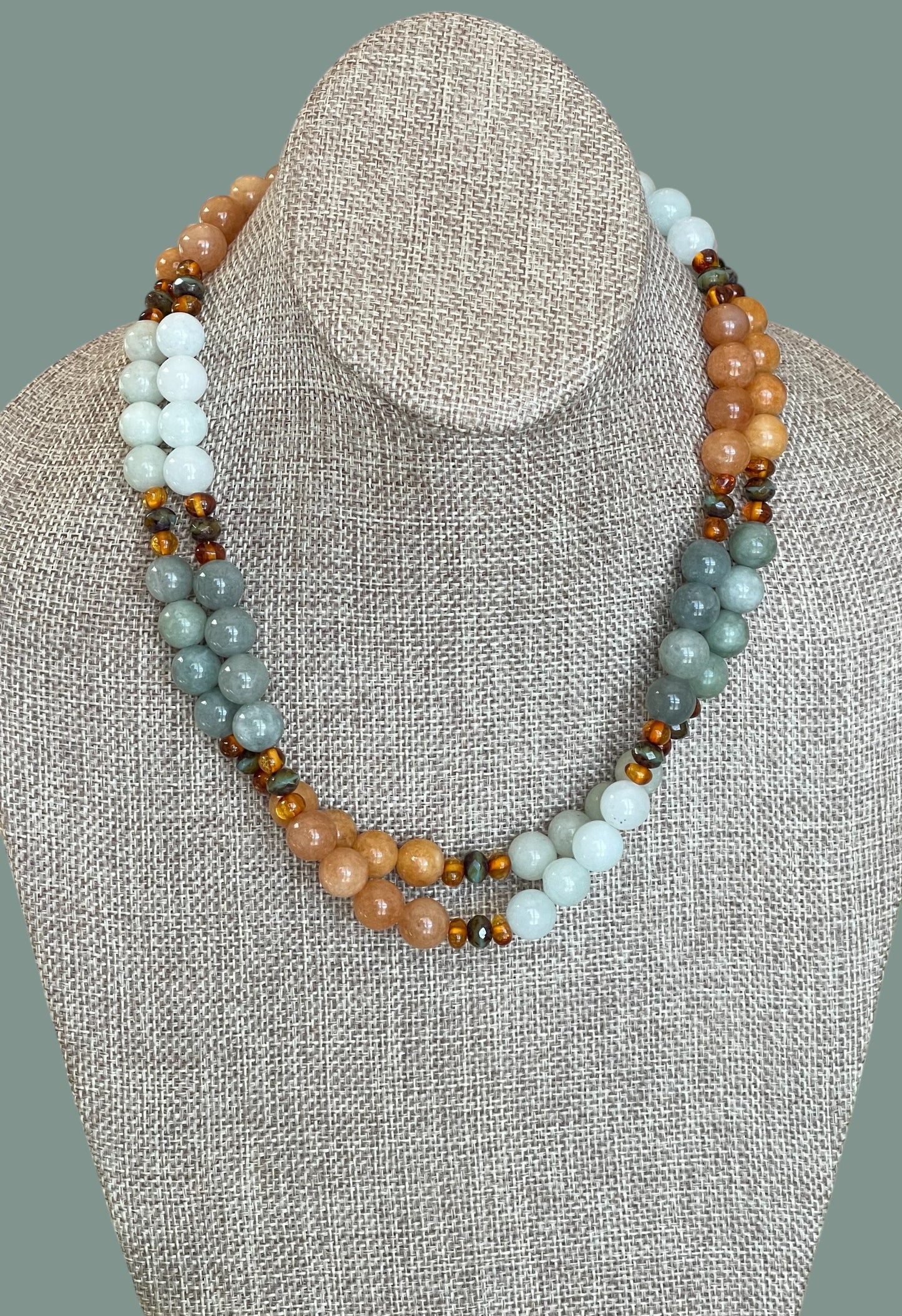 The Seraphina Necklace: Jade, Baltic Amber, and Czech glass