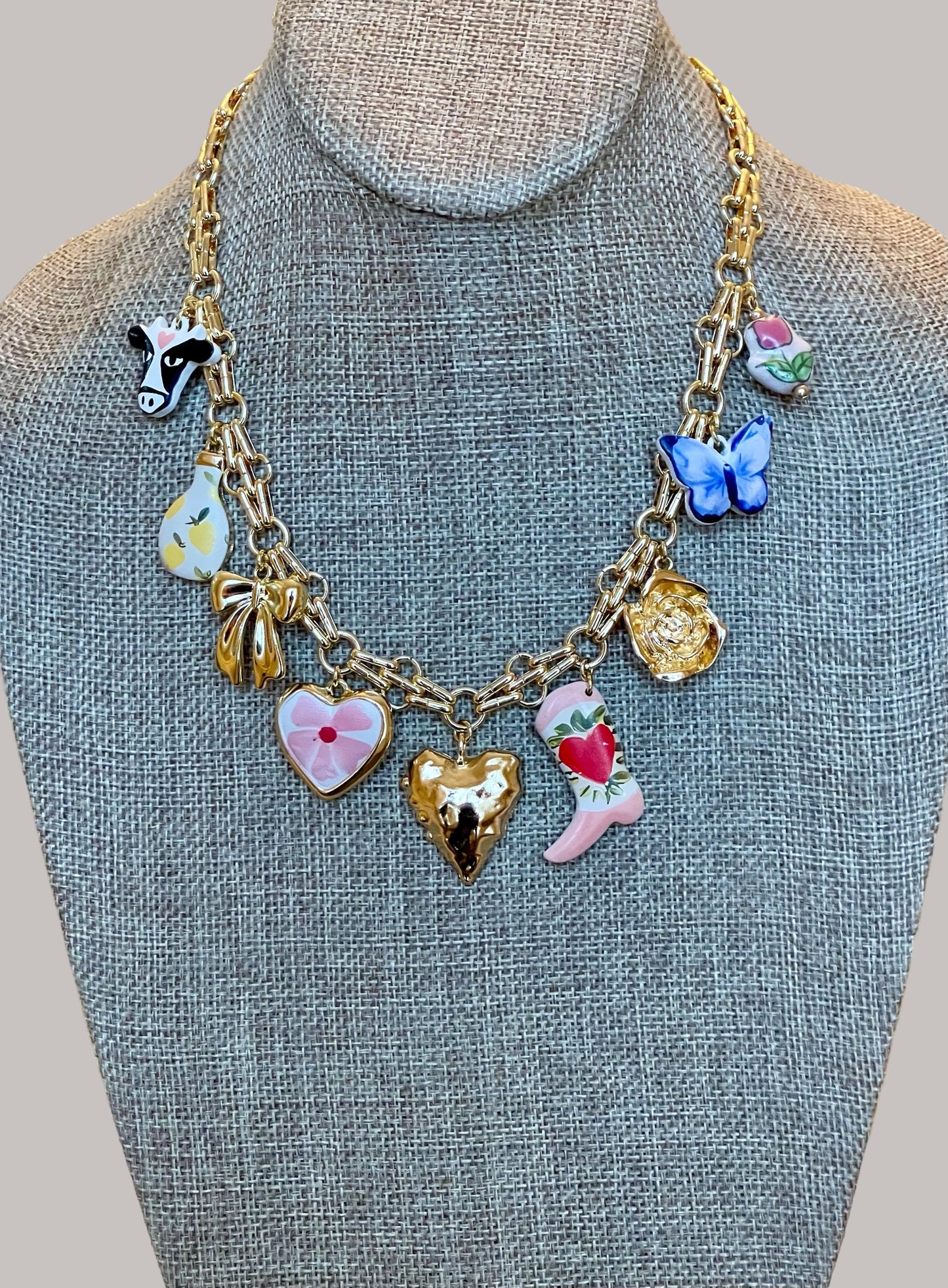 The Caroline Necklace: OOAK Tarnish resistant chain w various fun charms