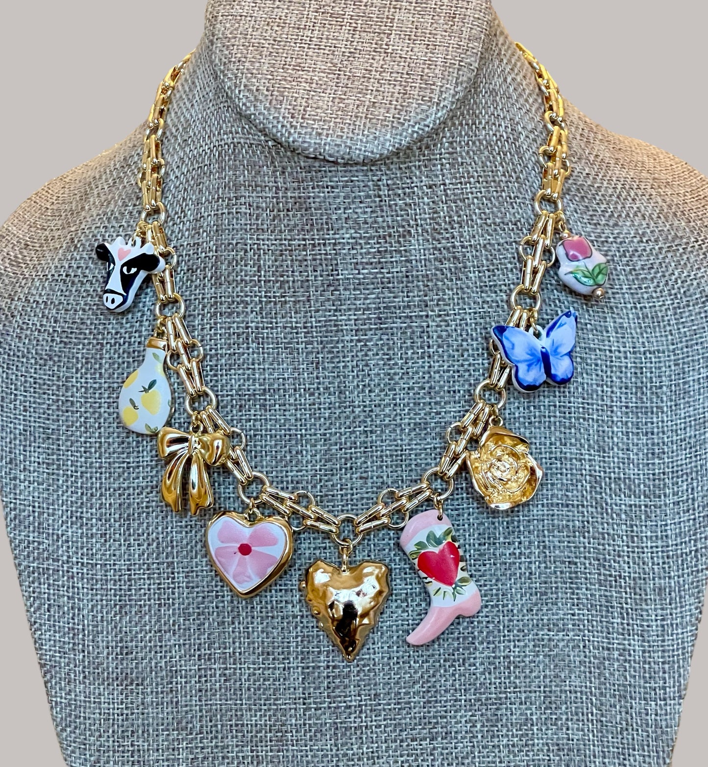 The Caroline Necklace: OOAK Tarnish resistant chain w various fun charms