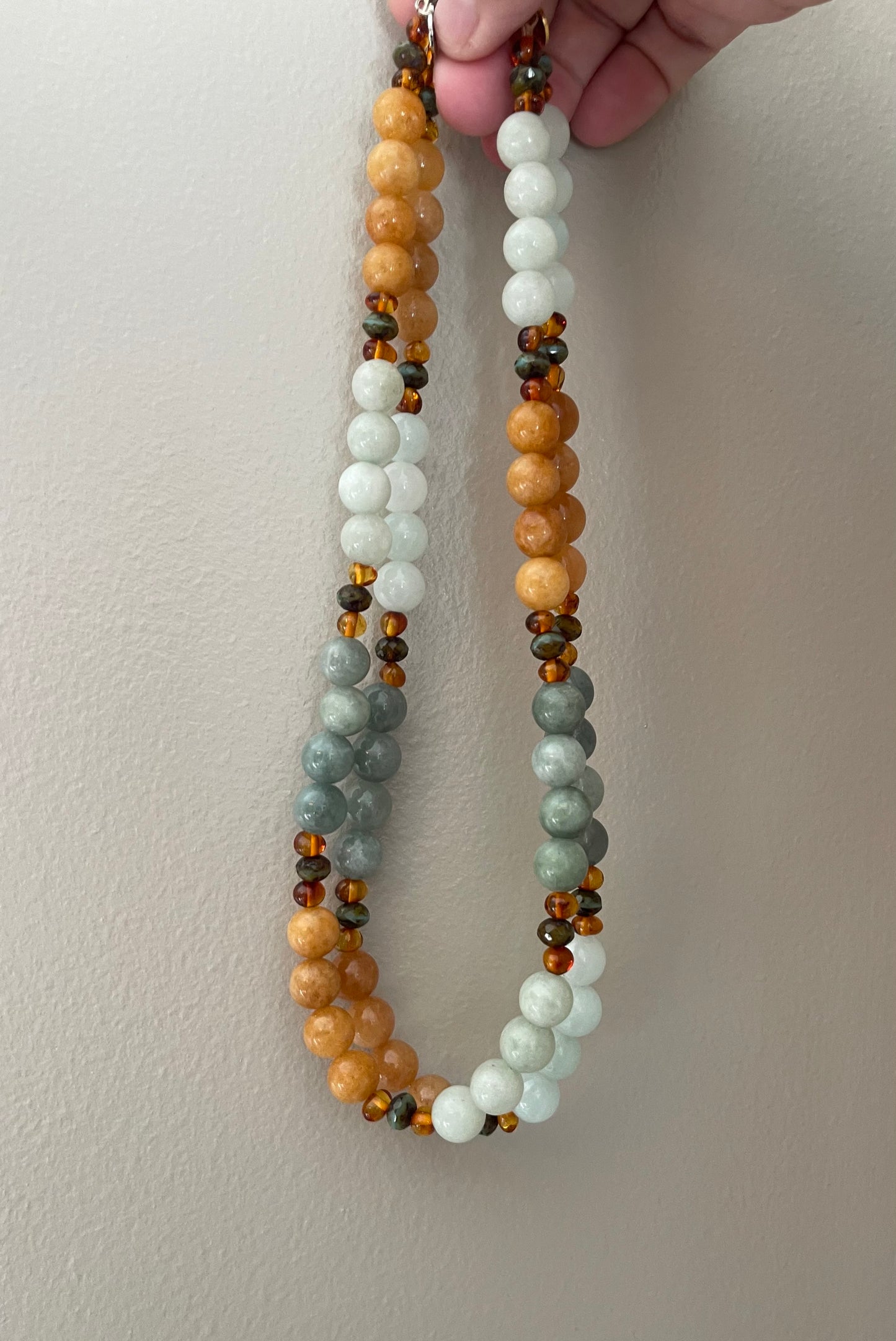 The Seraphina Necklace: Jade, Baltic Amber, and Czech glass