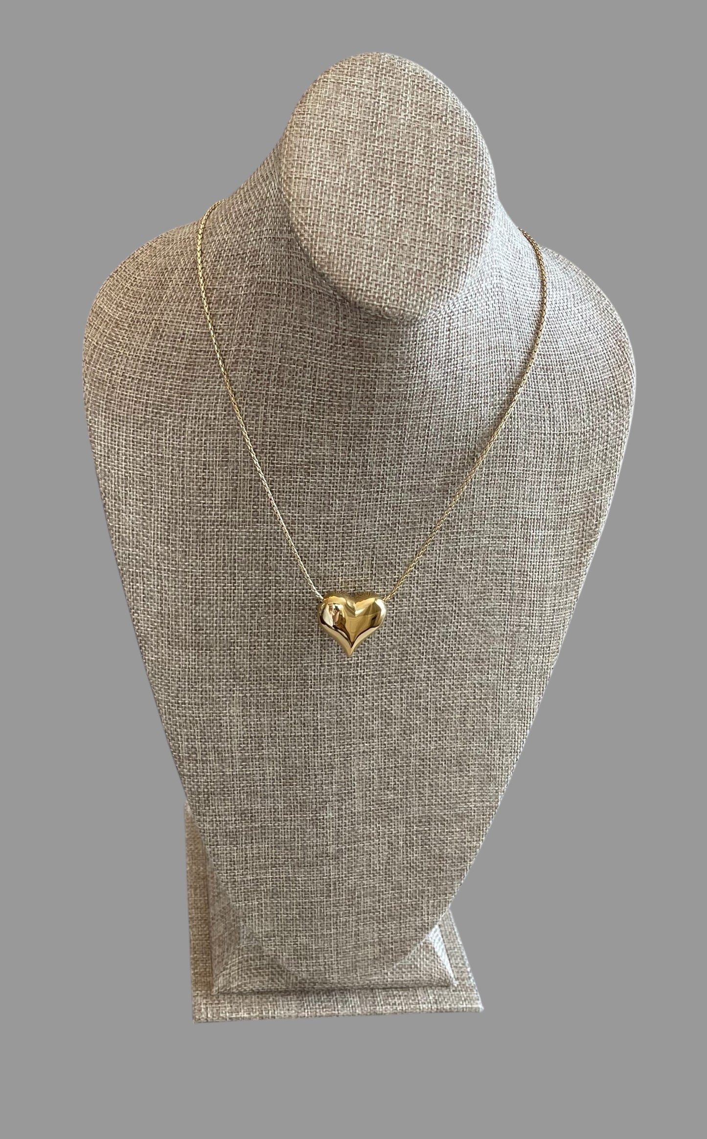Puffed Heart Necklace: Gold Chain with a high shine puffy heart Tarnish resistant high quality gold plating