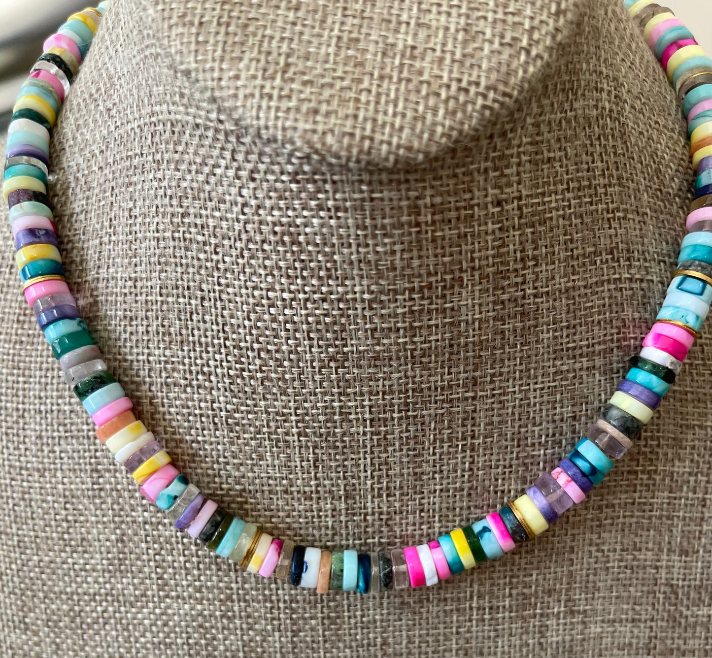 Confetti Coast Necklace: Multi Mixed Gemstones in beautiful bright tones One with Gold accents & One with Silver