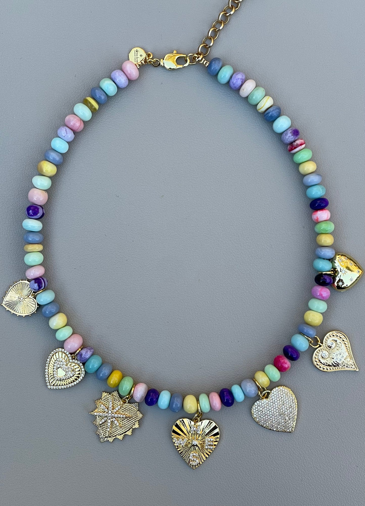 Candy Opal Hearts Necklace OOAK