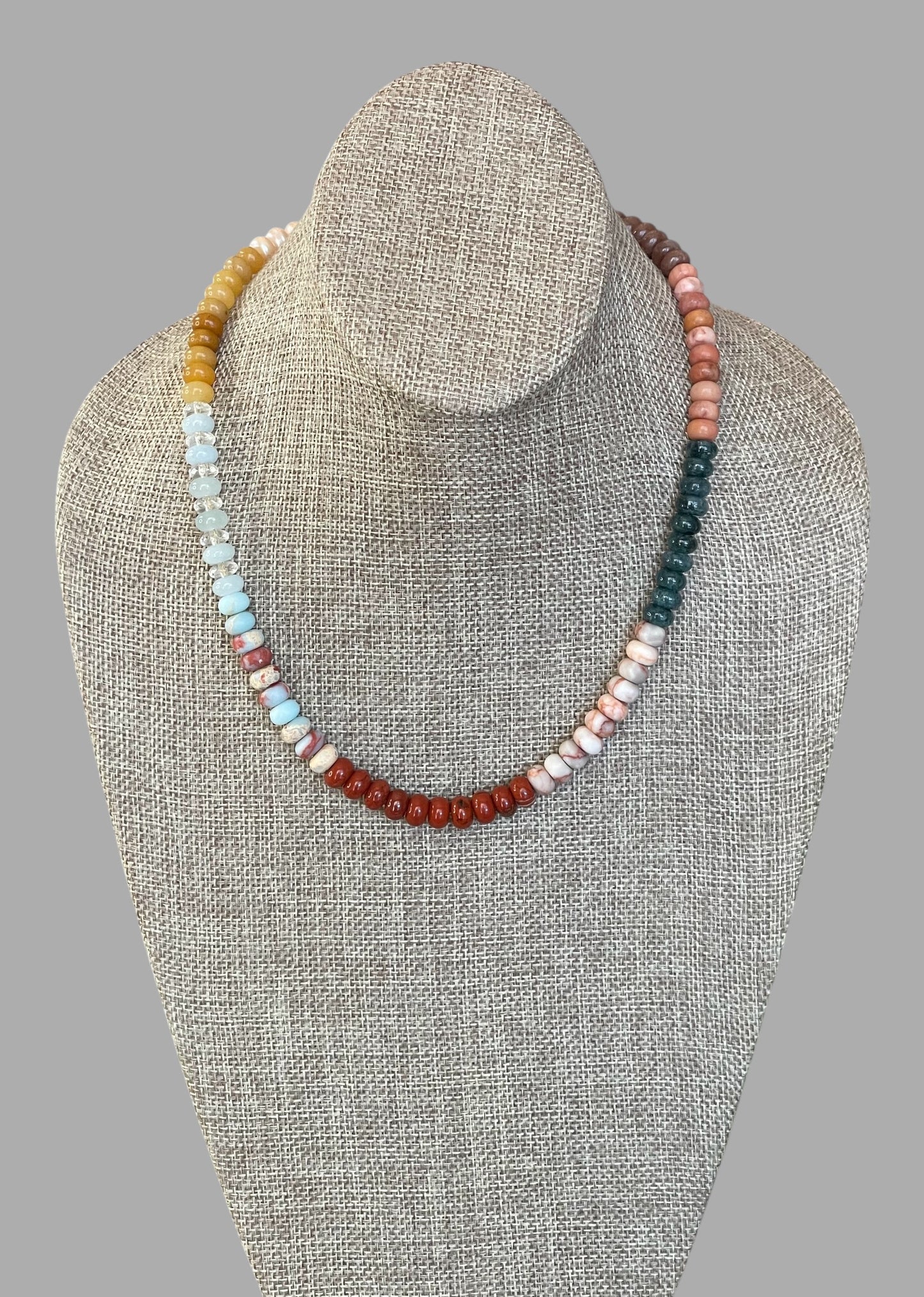 Earth & Sky Necklace: A blend of natural stones with a gold removable heart charm