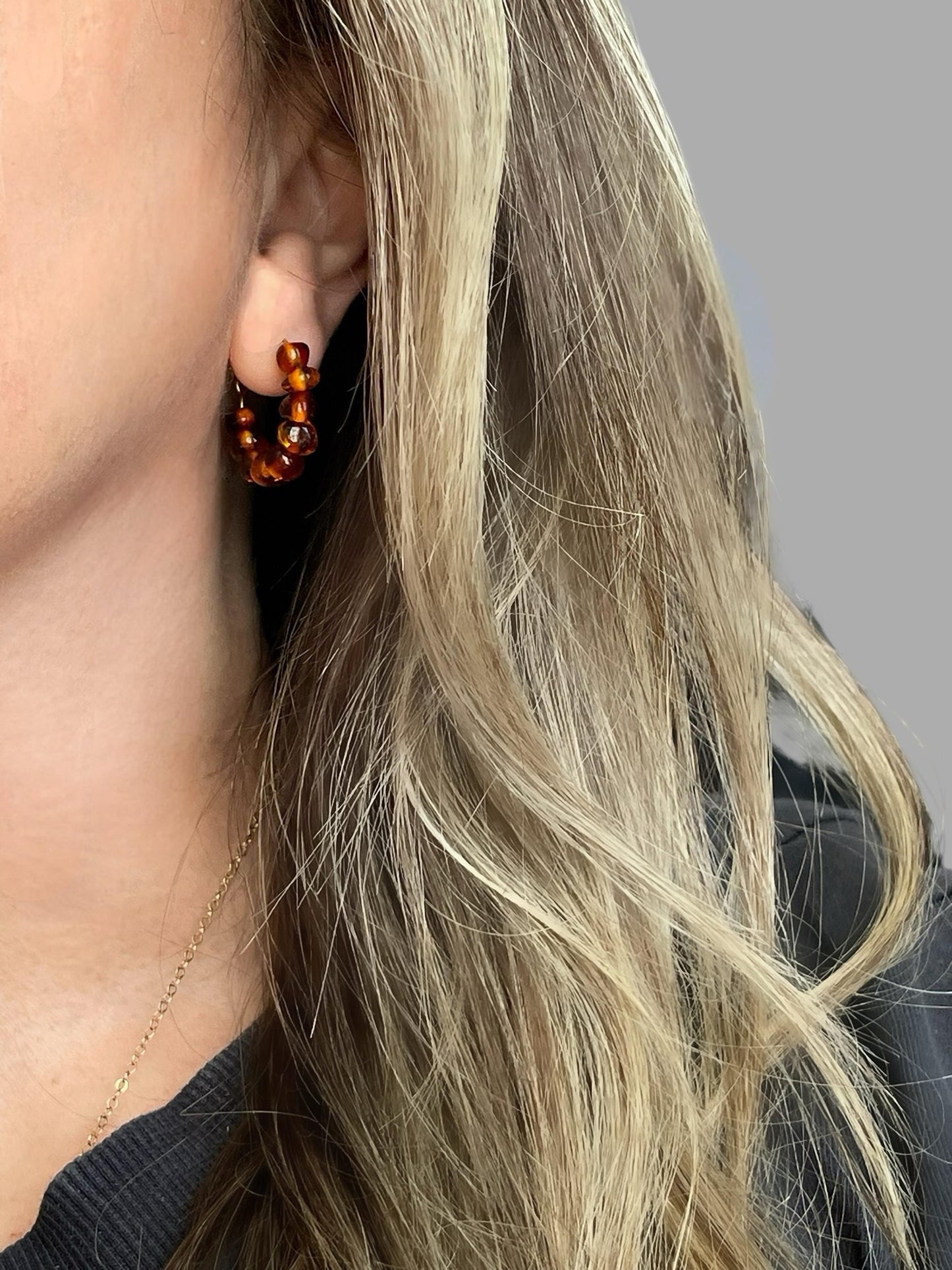 Amber Glow Earrings: Gold or Silver hoops with Baltic Amber Stones