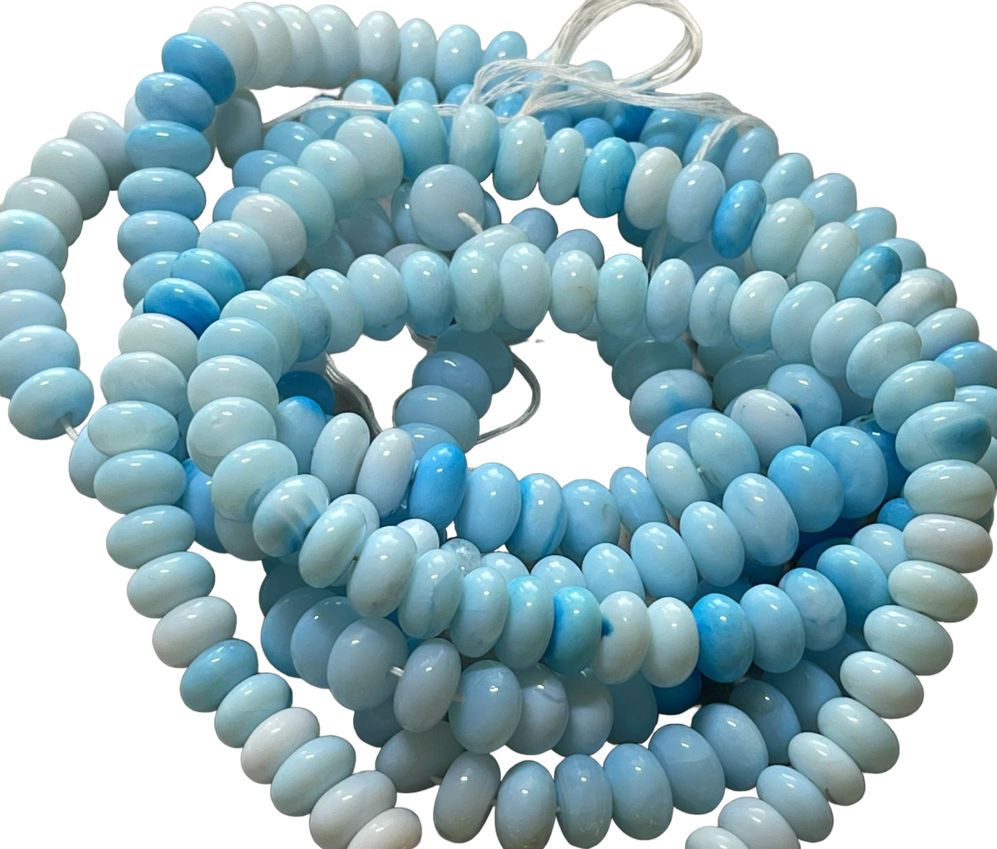 The Skylar Necklace: Sky Blue Opals with a Gold Circle Clasp and French Bee Coin Style Charm OOAK
