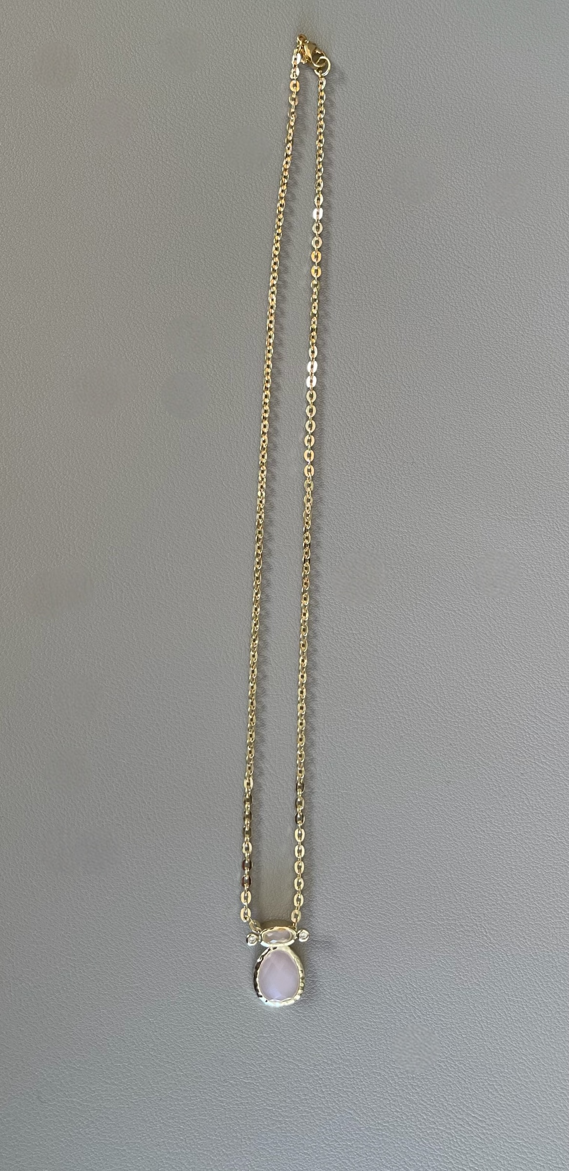 The Chic Pink Set: Matte pink opals with a gold charm holder clasp & a gold filled chain w a pink crystal and CZ charm OOAK