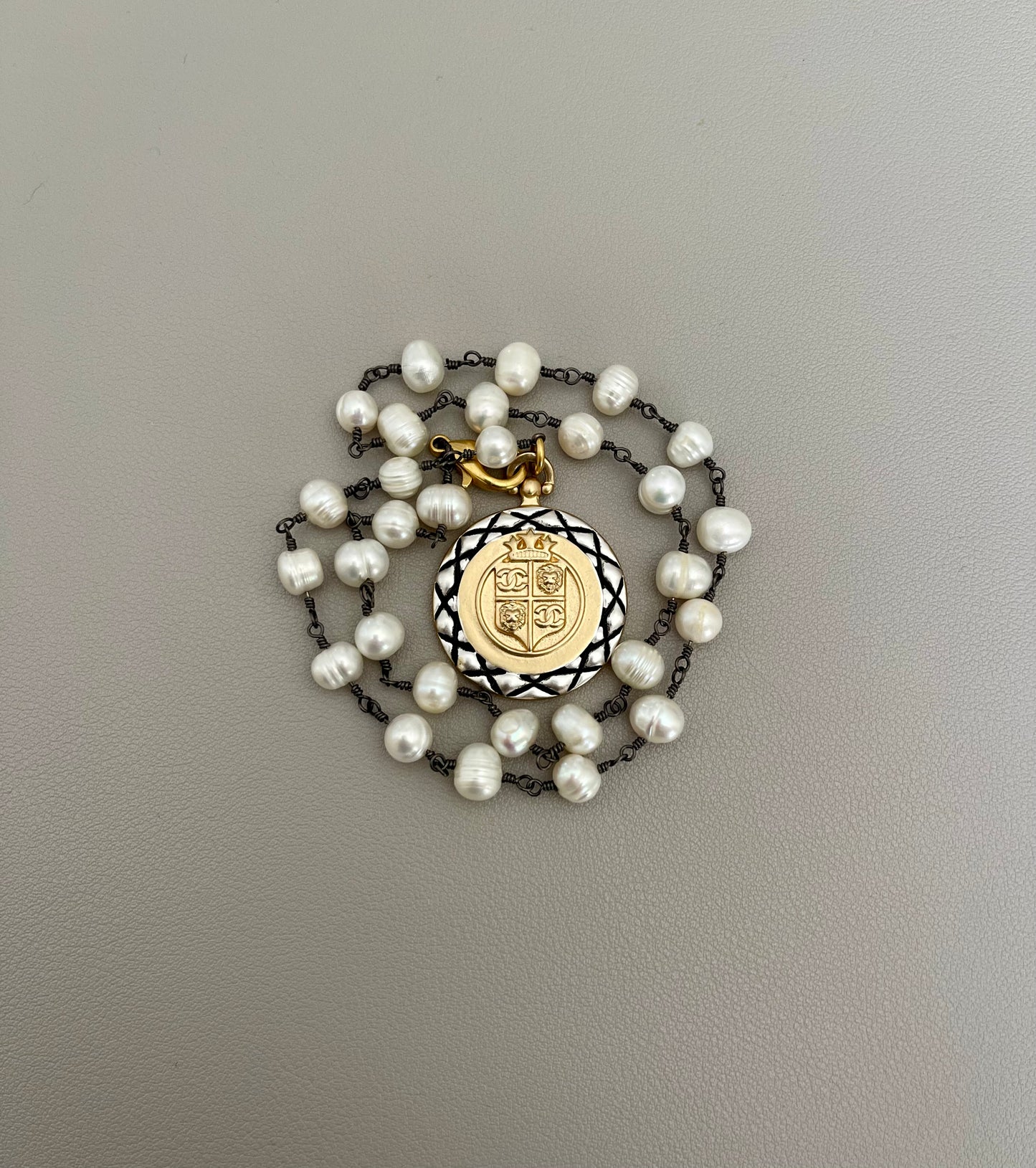 Chanel Vibes Coin Necklace: Freshwater Pearl Chain w Chanel Inspired Coin Charm OOAK!