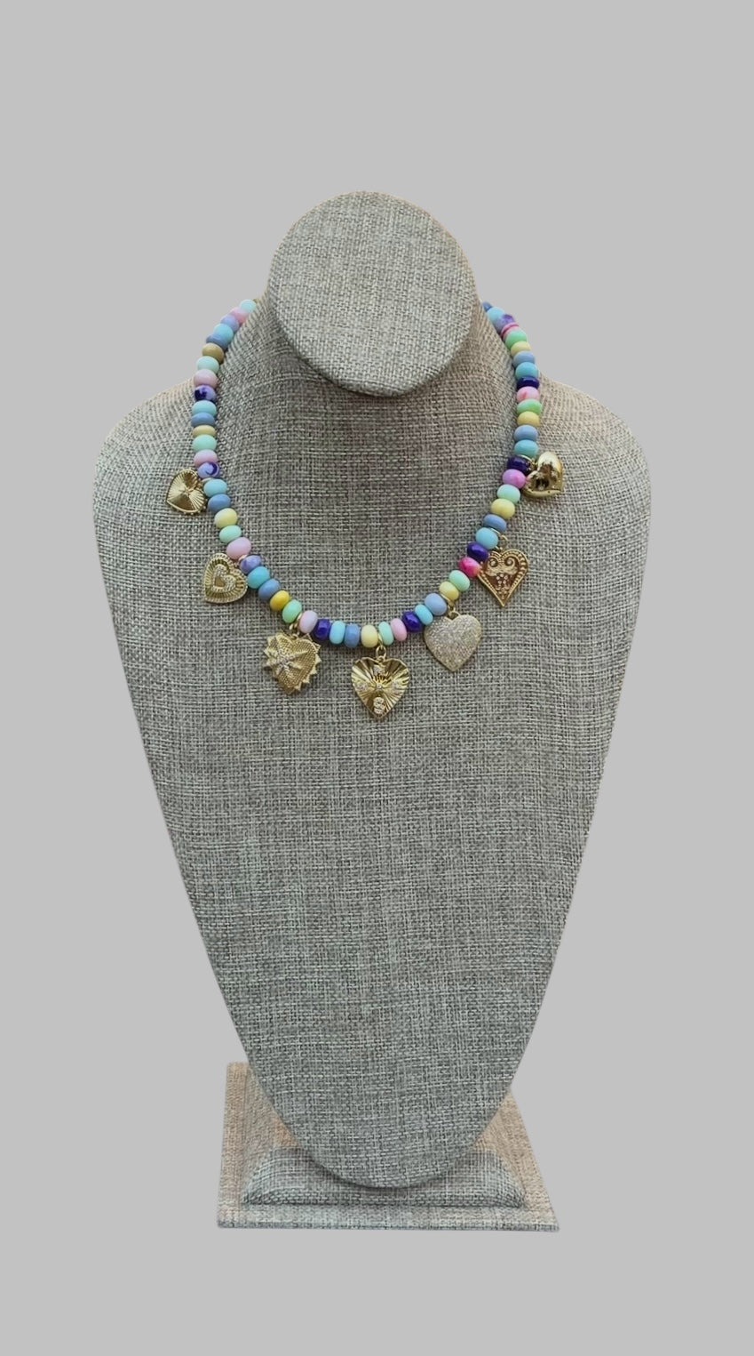 Candy Opal Hearts Necklace OOAK