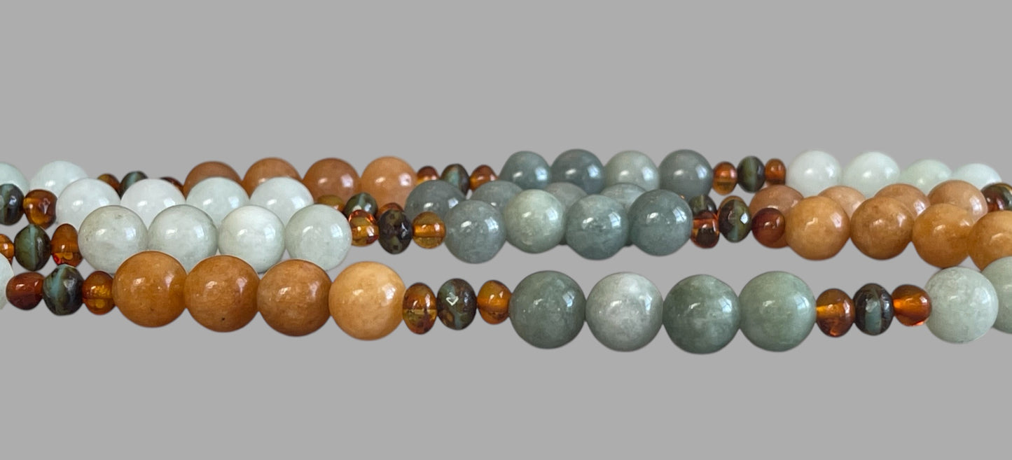 The Seraphina Necklace: Jade, Baltic Amber, and Czech glass