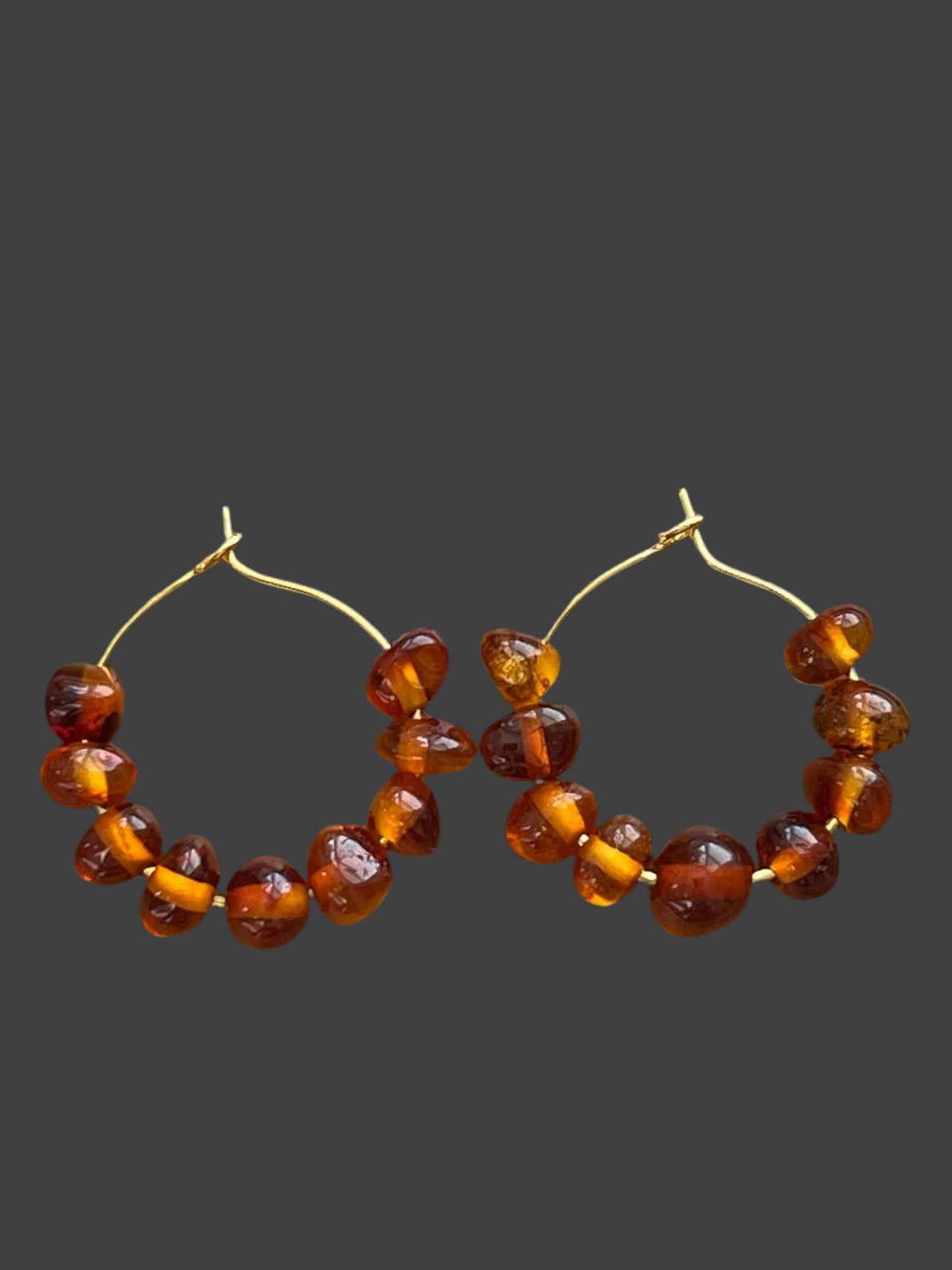 Amber Glow Earrings: Gold or Silver hoops with Baltic Amber Stones