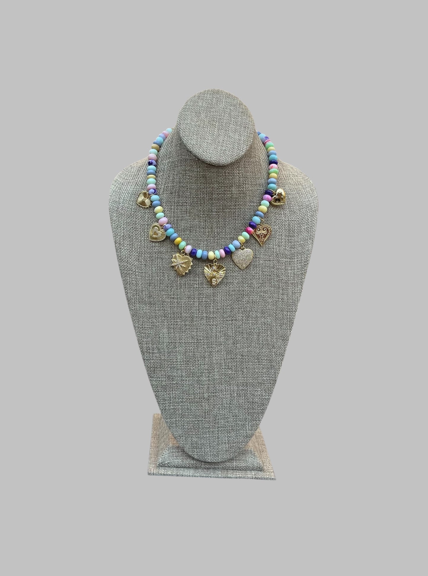 Candy Opal Hearts Necklace OOAK