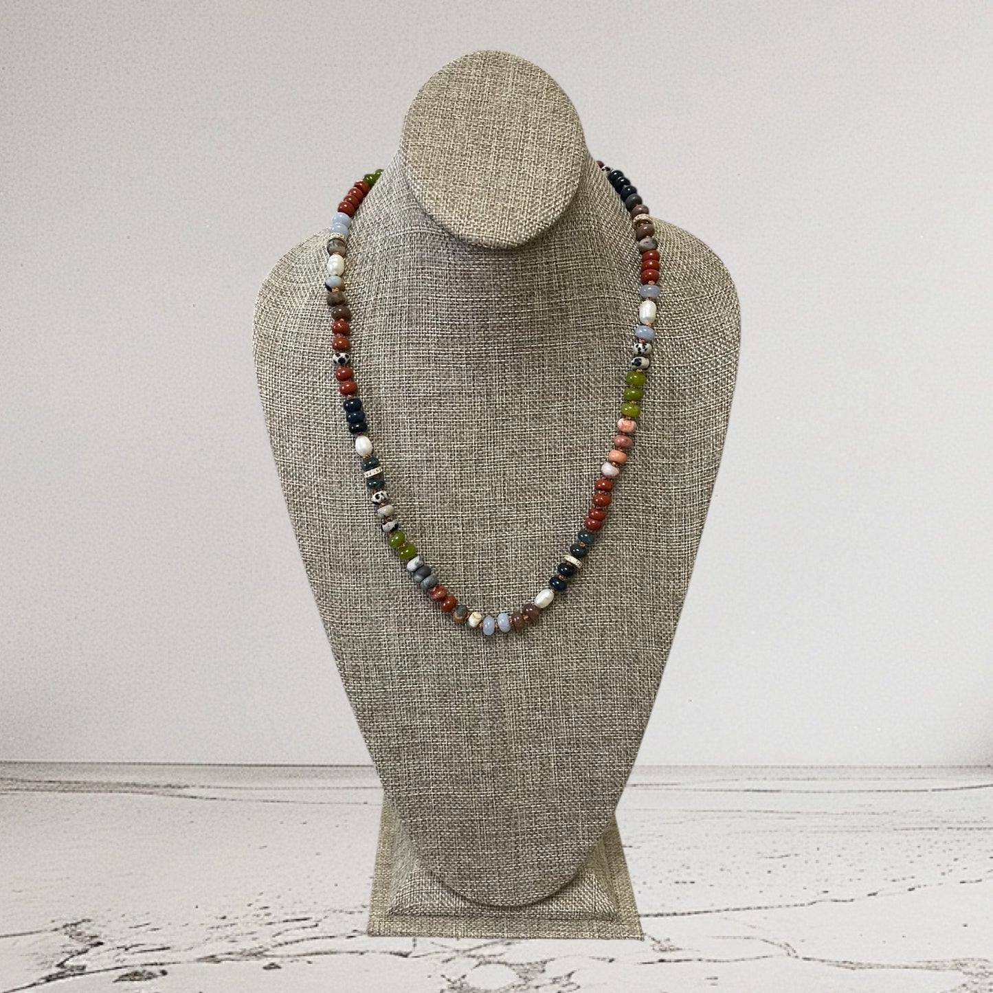 Reel Beauty π£ Mixed Gemstone necklace with Gold accents Gemstone fish pendant 3 options