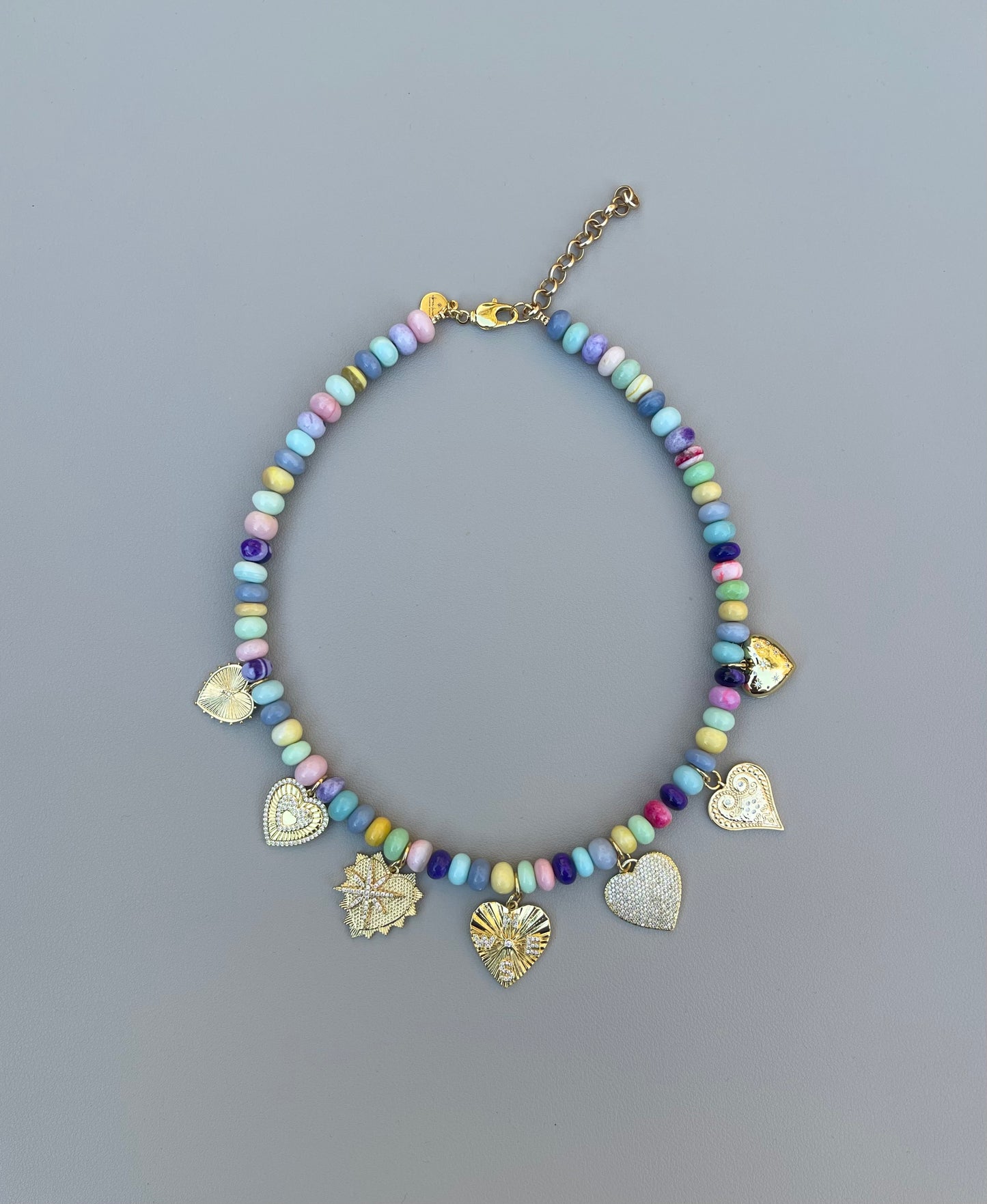 Candy Opal Hearts Necklace OOAK