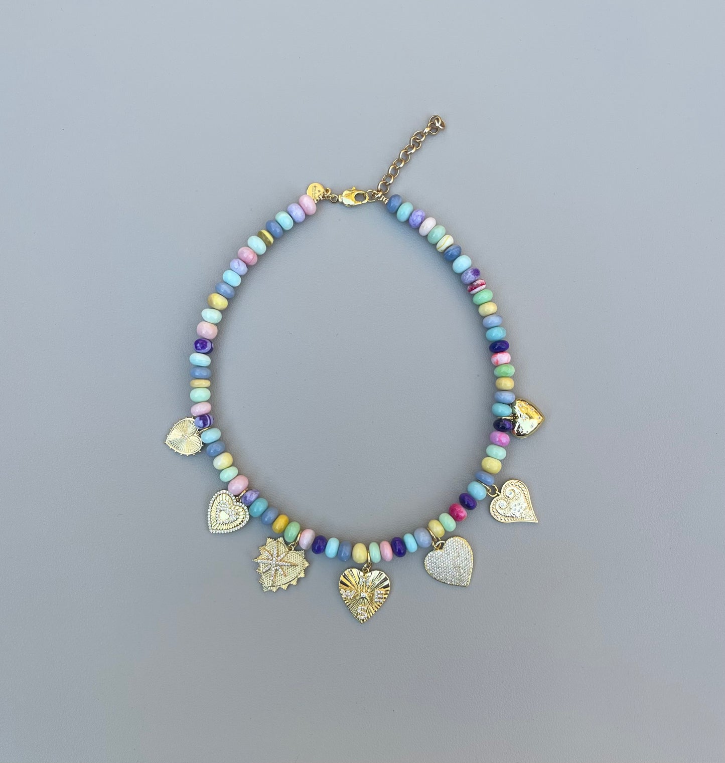 Candy Opal Hearts Necklace OOAK