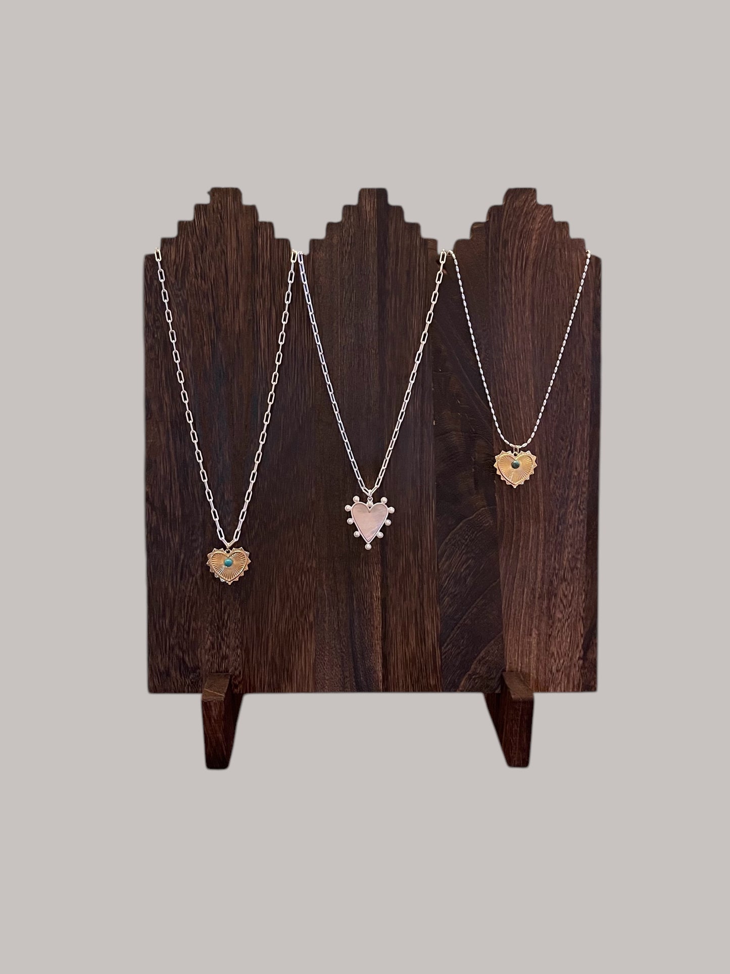Silver Siren Necklace OOAK: Bright silver Paperclip chain with a stunning Pearl trimmed heart pendant with a mother of pearl center