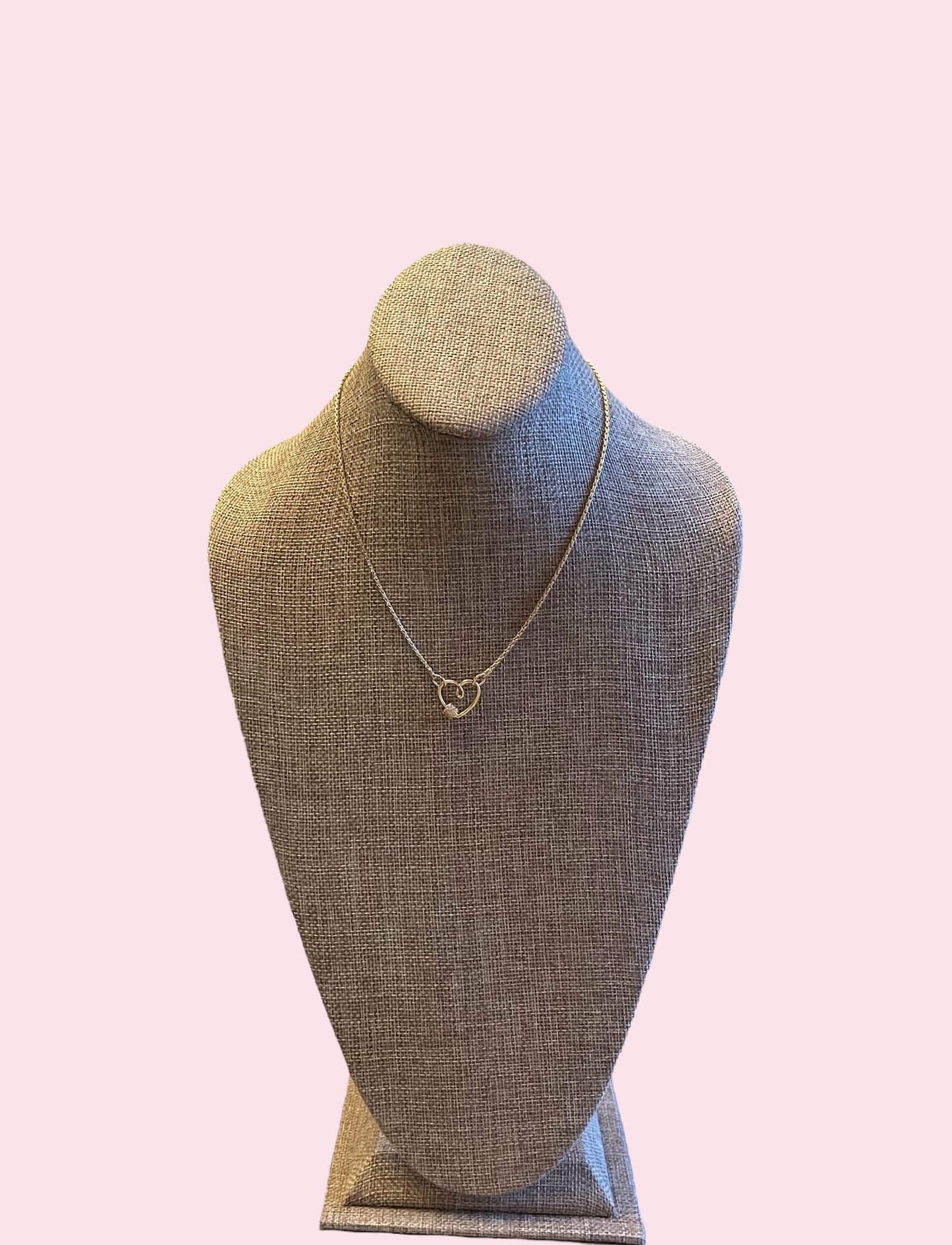 Be Still My Heart Necklace: A thin gold cable chain w/ an adorable heart that doubles as a clasp and a charm holder Pavé screw closure OOAK