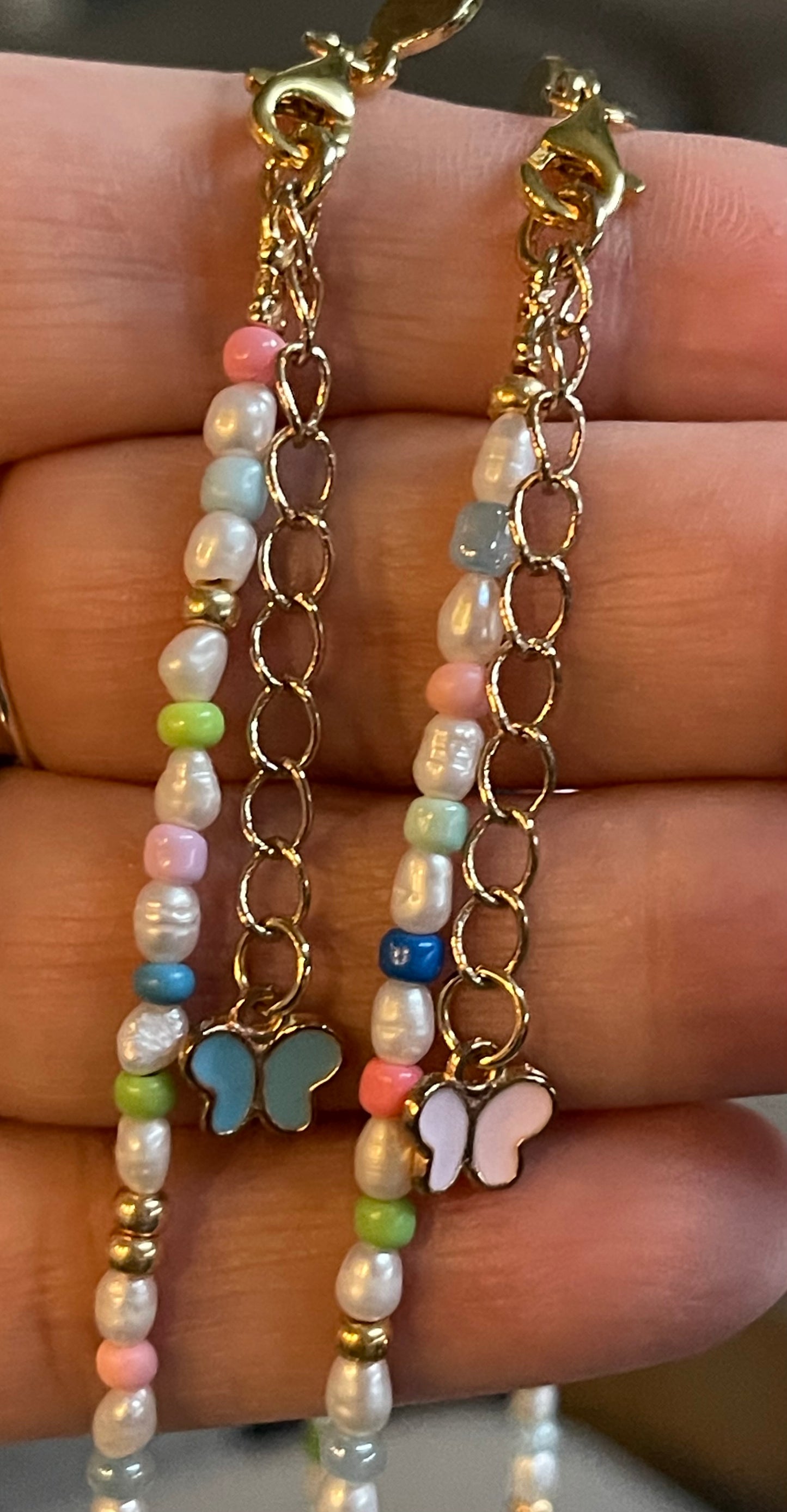 Candy Petals Necklace for Girls/Teens: Freshwater Pearls, Candy colored accents, Fun flower charms and gold clasp and extender