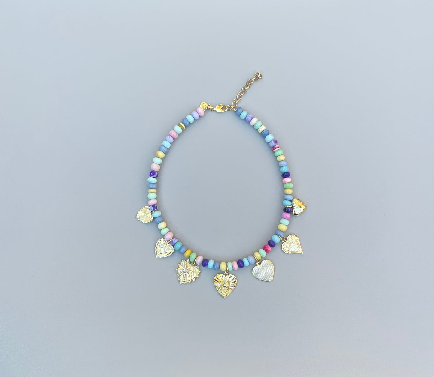 Candy Opal Hearts Necklace OOAK