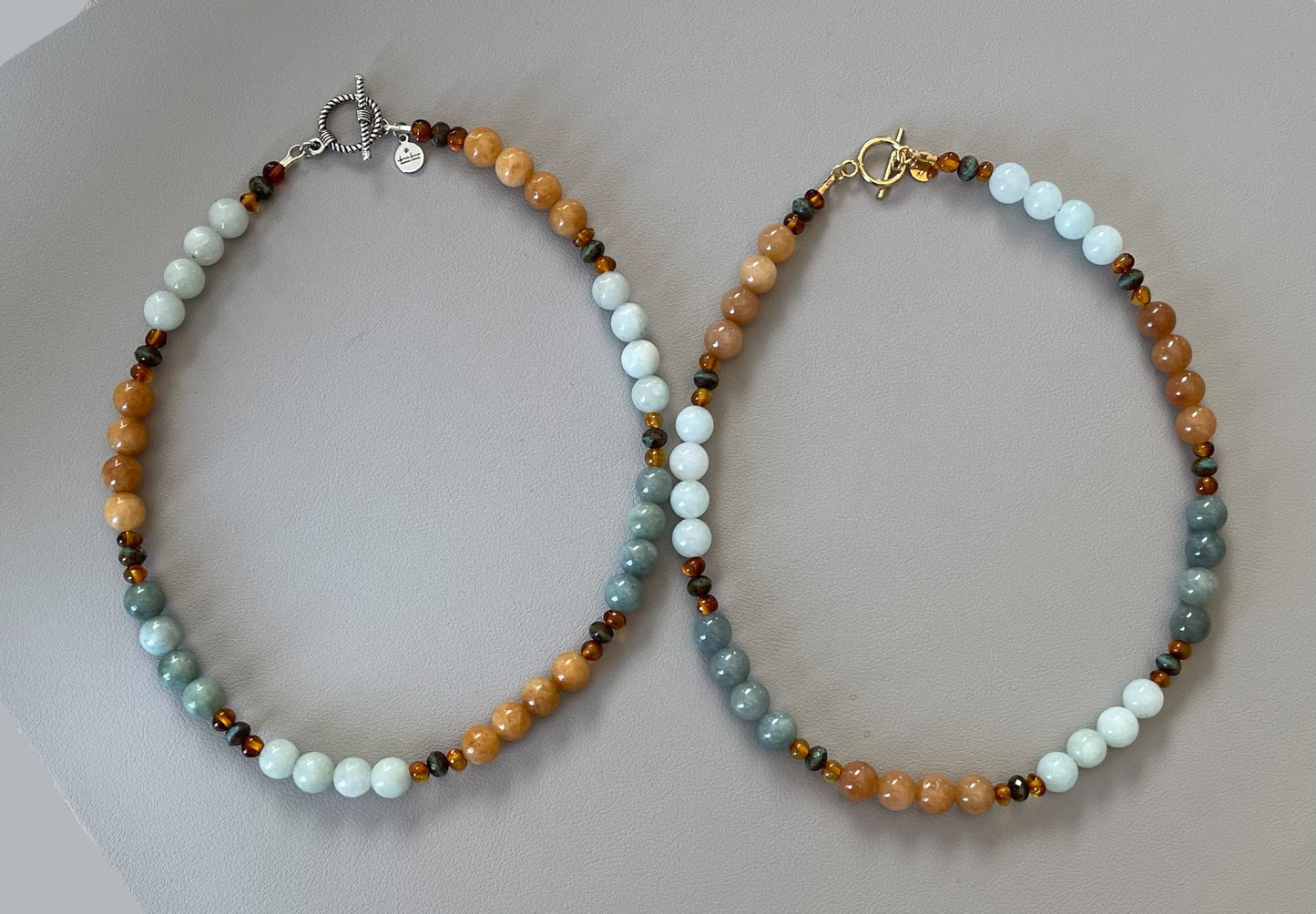 The Seraphina Necklace: Jade, Baltic Amber, and Czech glass