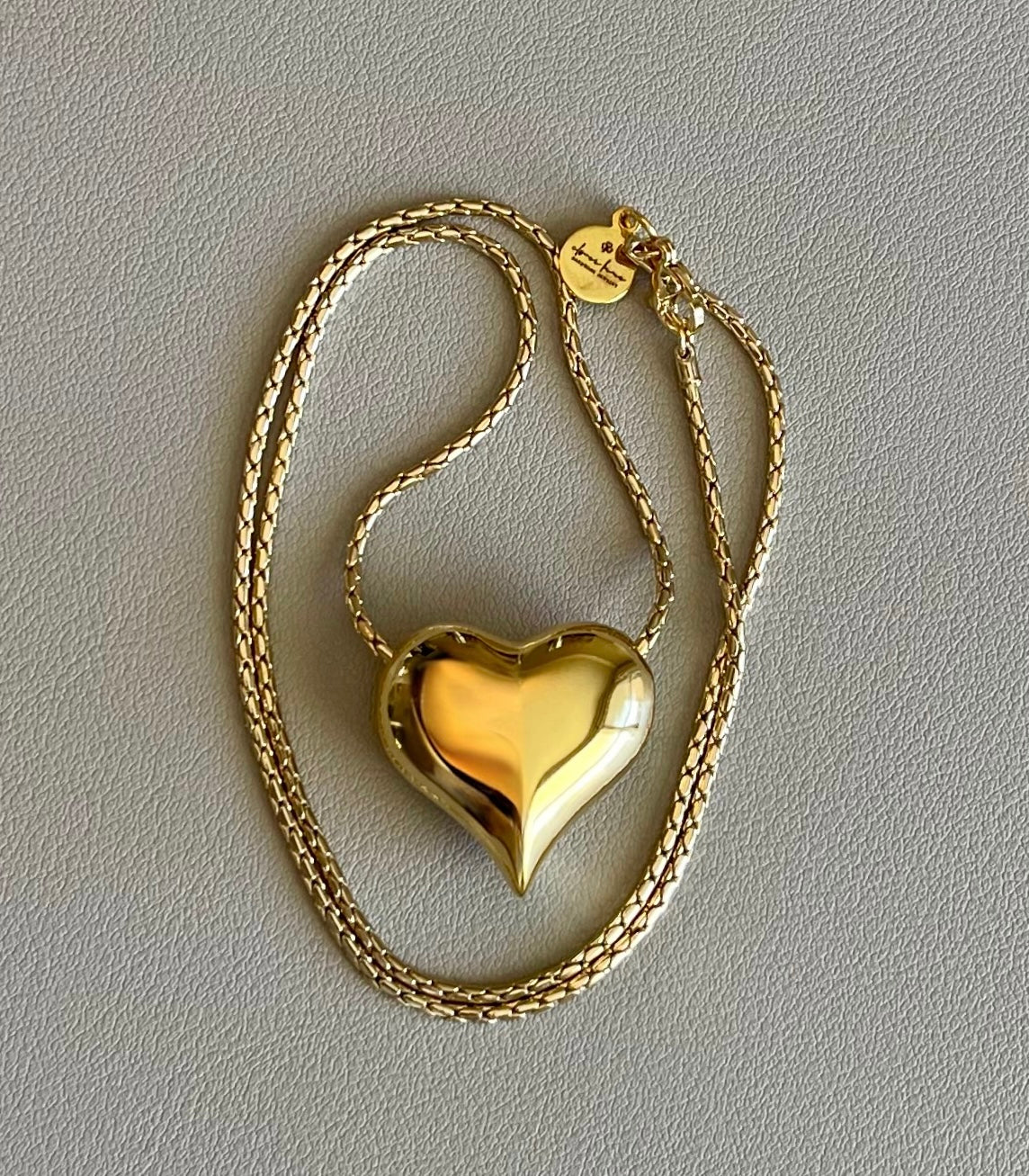 Puffed Heart Necklace: Gold Chain with a high shine puffy heart Tarnish resistant high quality gold plating