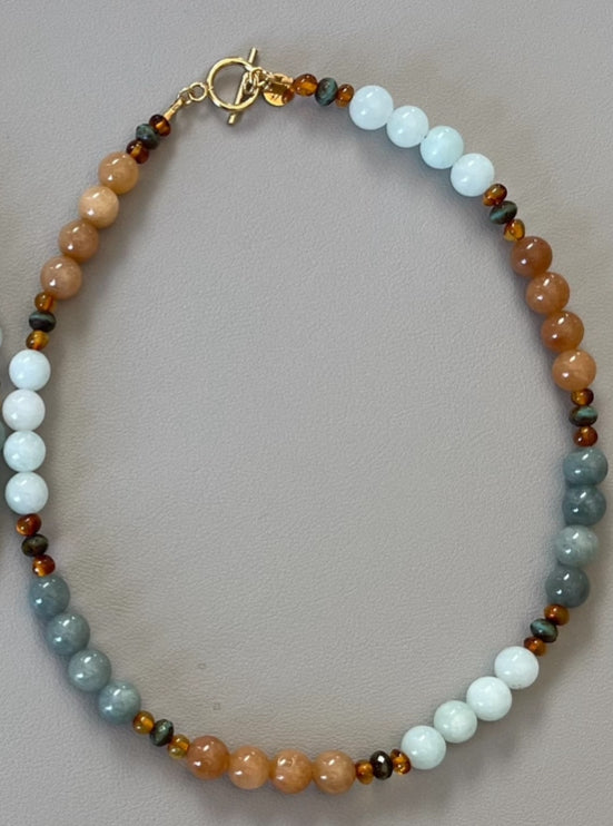 The Seraphina Necklace: Jade, Baltic Amber, and Czech glass