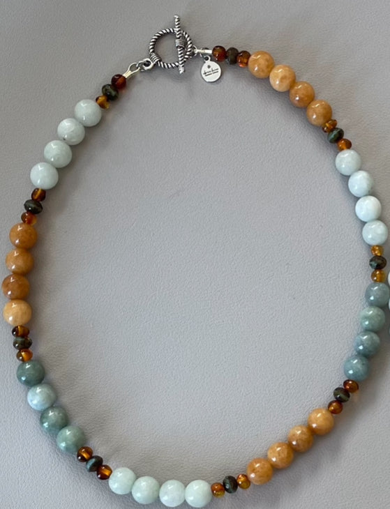 The Seraphina Necklace: Jade, Baltic Amber, and Czech glass
