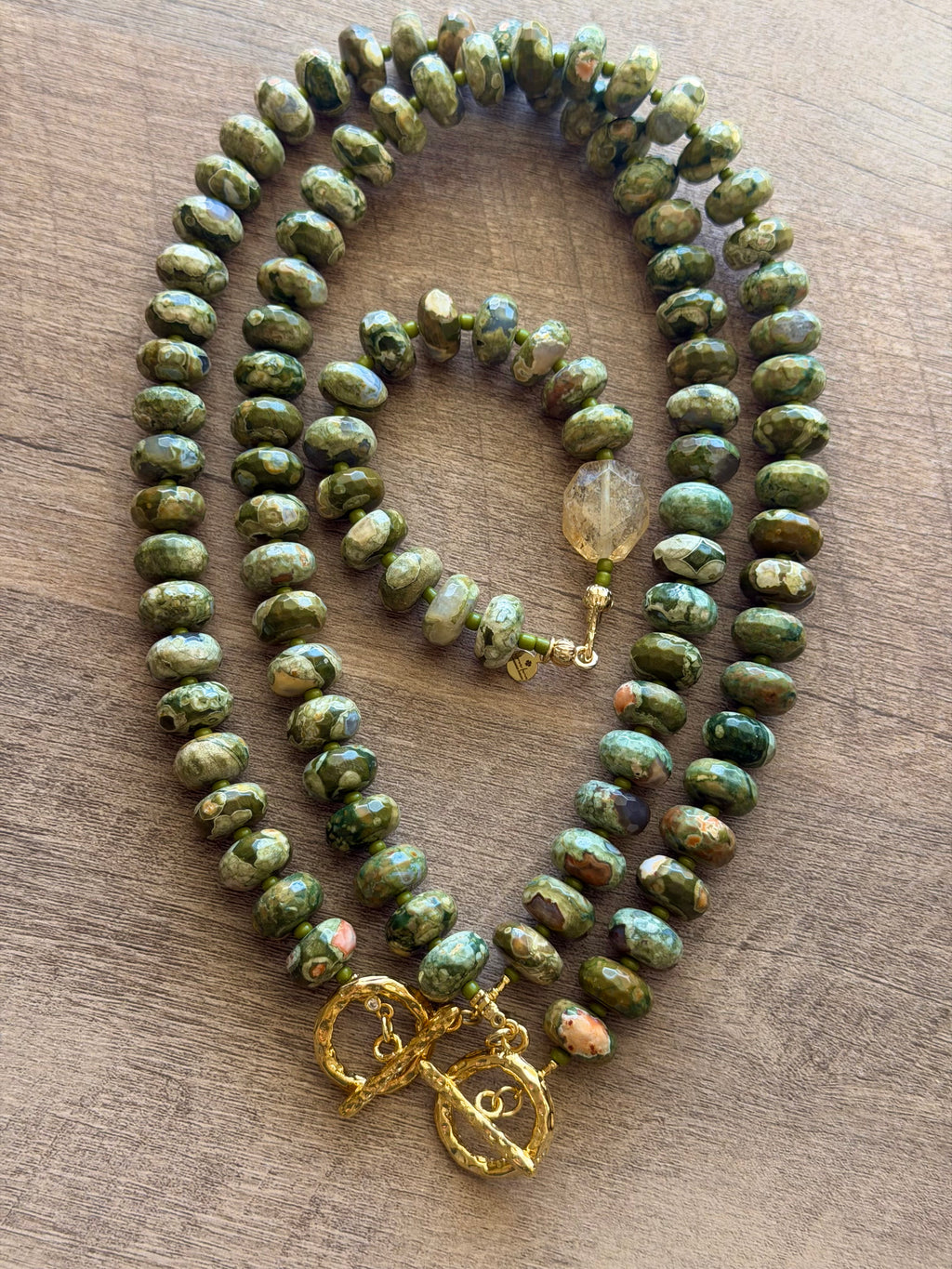 Australian Rainforest Jasper Champagne Quartz Bracelet OOAK