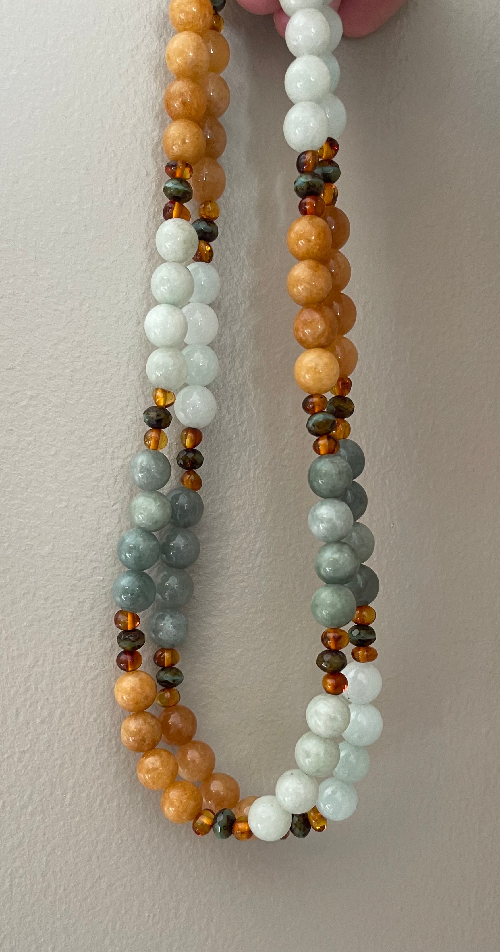 The Seraphina Necklace: Jade, Baltic Amber, and Czech glass