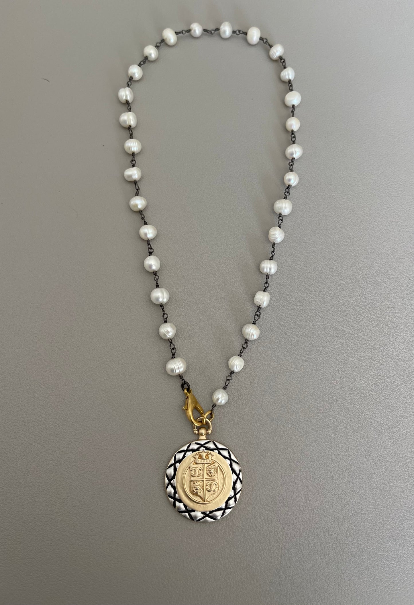 Chanel Vibes Coin Necklace: Freshwater Pearl Chain w Chanel Inspired Coin Charm OOAK!