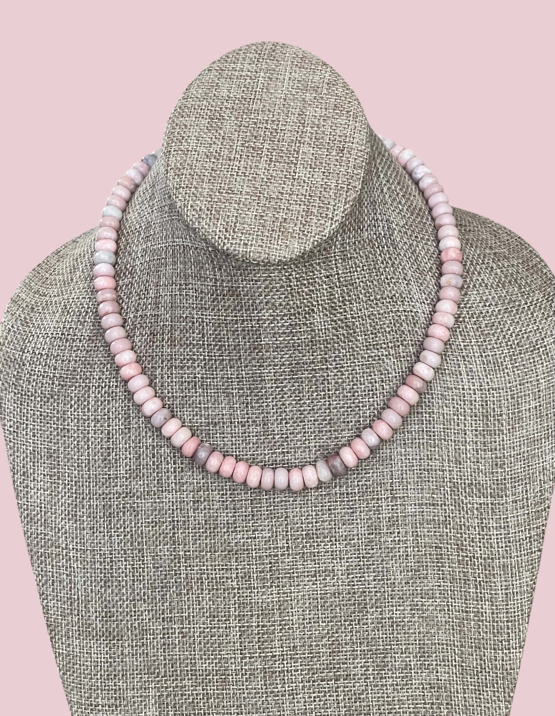 The Chic Pink Set: Matte pink opals with a gold charm holder clasp & a gold filled chain w a pink crystal and CZ charm OOAK