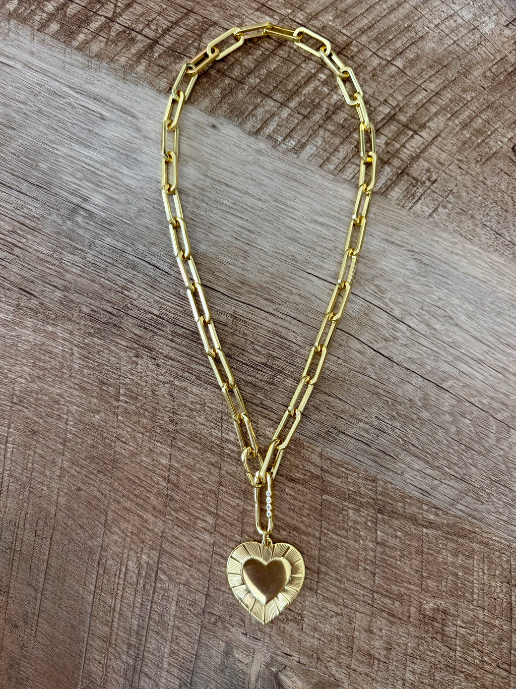 The Forevermore Necklace: Gold Paperclip chain with a stunning heart pendant