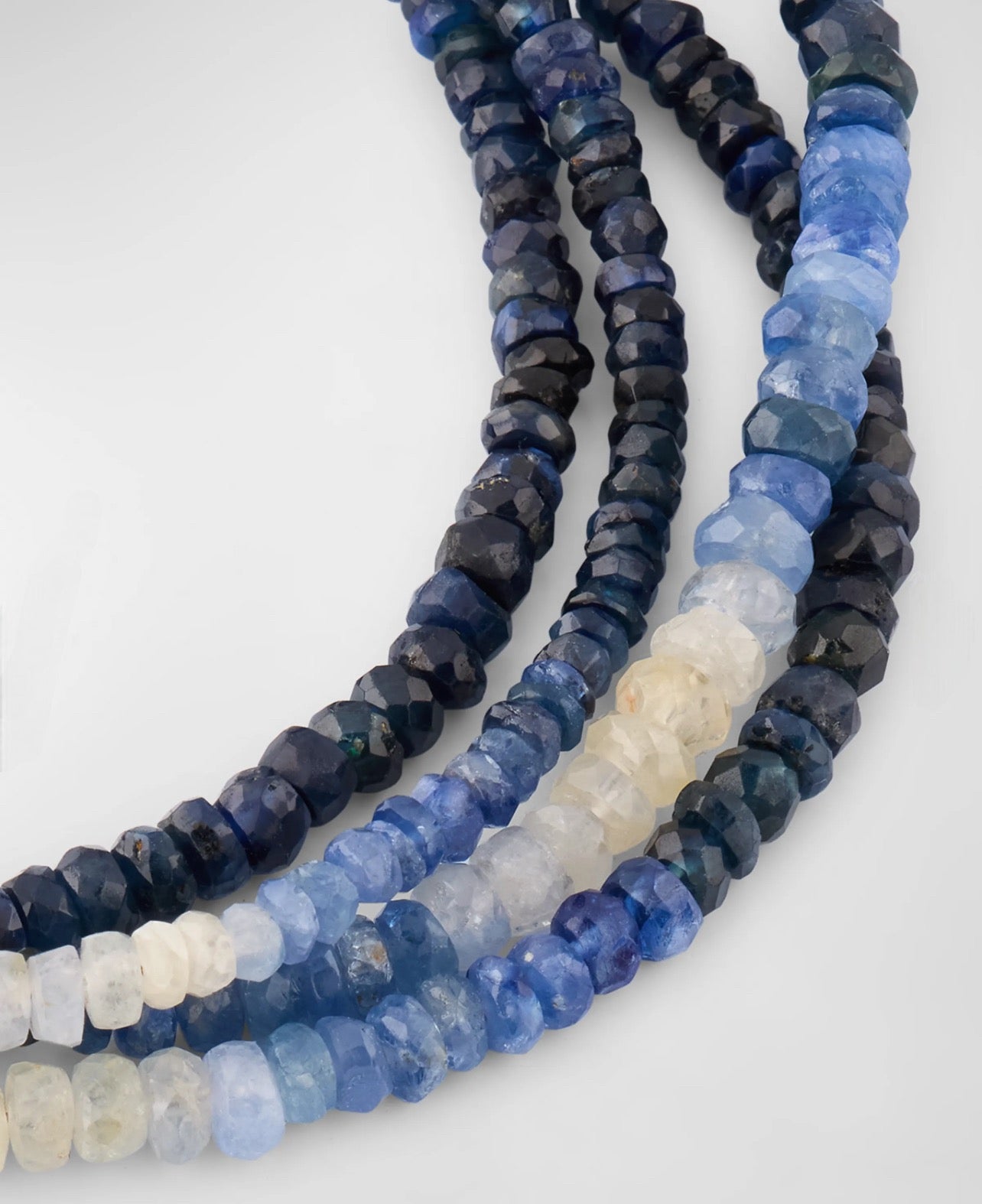 Song of September Necklace: Blue Ombré Sapphire (faceted) with Moonstone Accent Beads OOAK