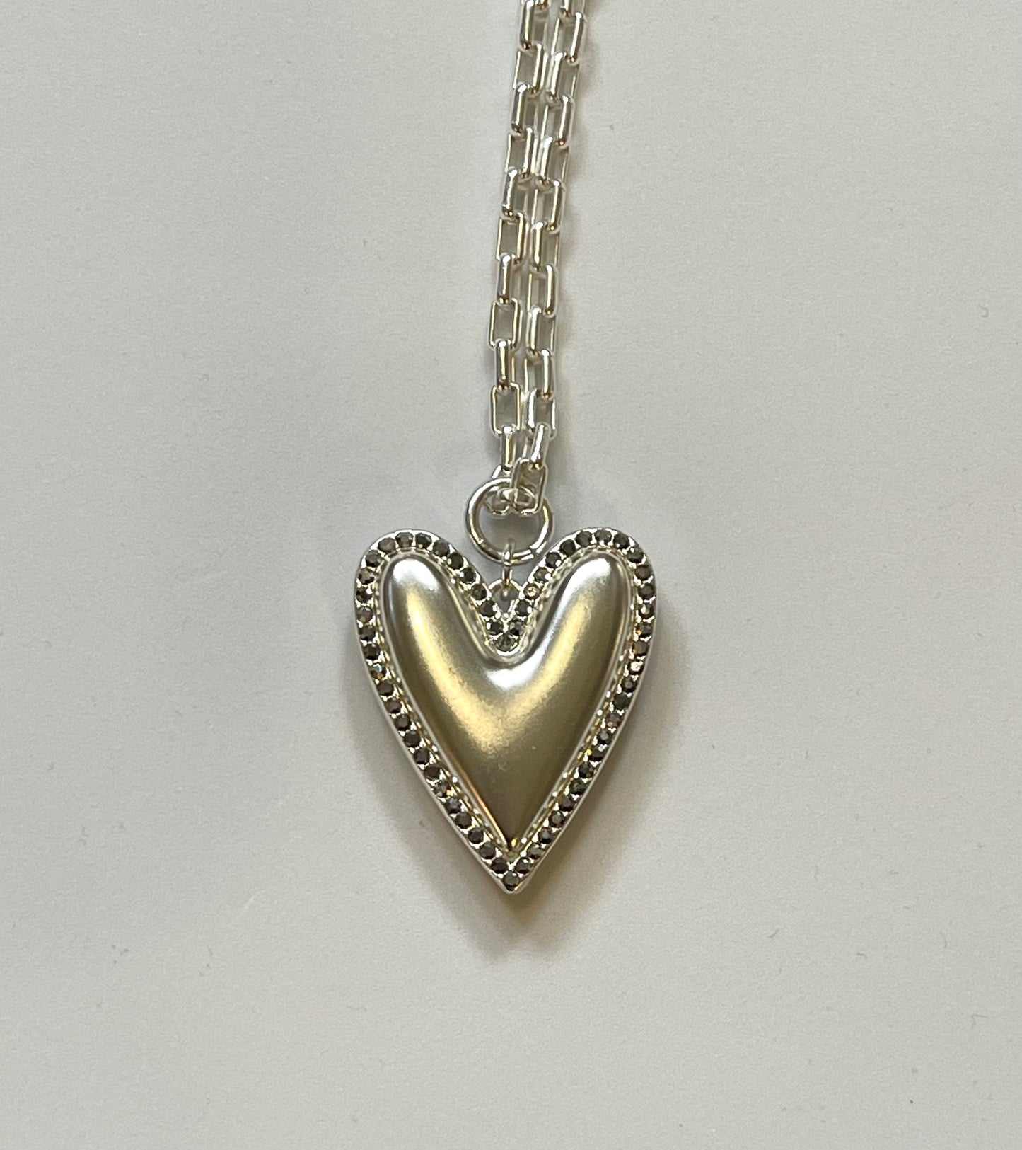 Winter Princess Necklace: OOAK Matte Silver Chain with a Reversible Heart Charm