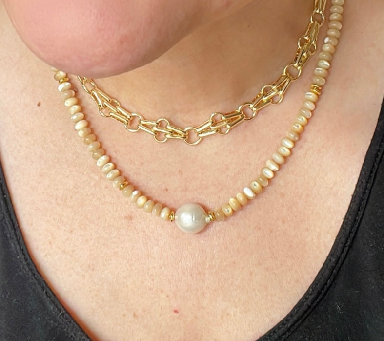 Toasty Pearl Necklace Smaller Beads