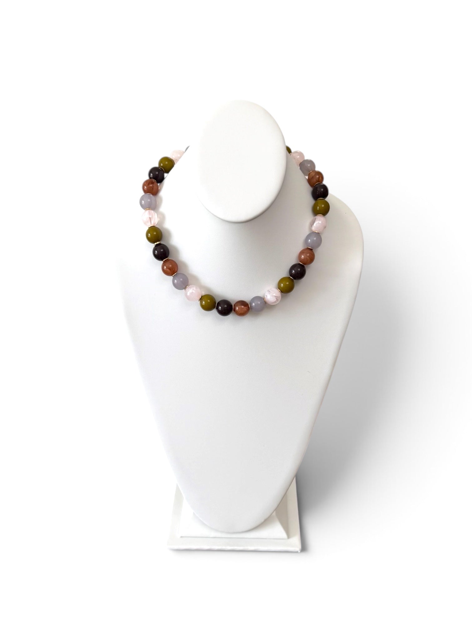 Stone & Moss Necklace: Resin beads and gold accents